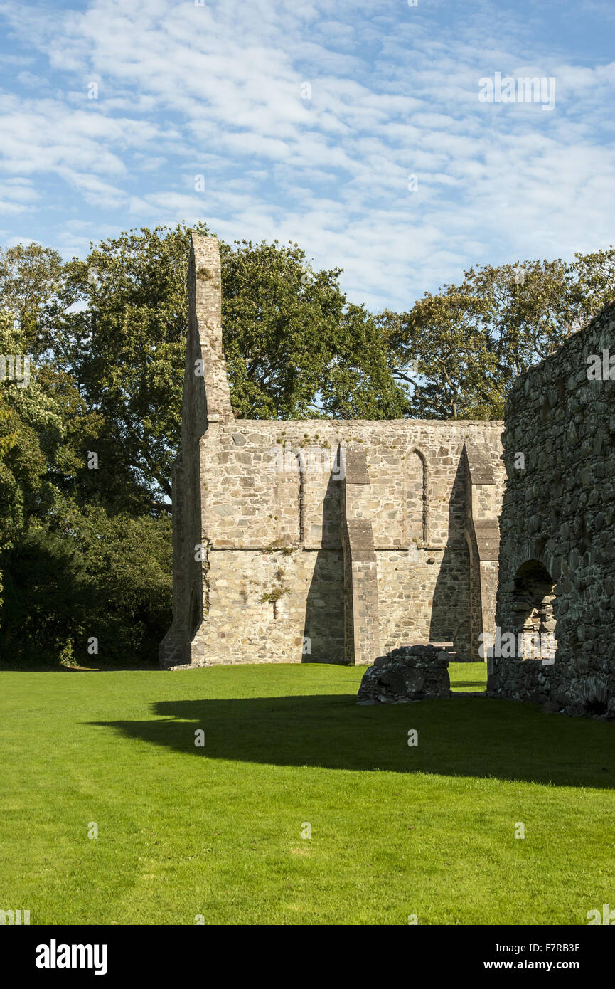 Grey Abbey, County Down. Grey Abbey is a ruined Cistercian priory in the village of Greyabbey. NOT NT LAND. Stock Photo