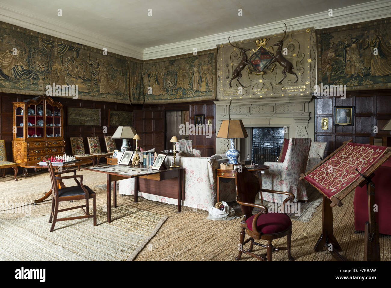 The Drawing Room at Hardwick Hall, Derbyshire. Hardwick Hall was built in the late 16th century for Bess of Hardwick. Stock Photo