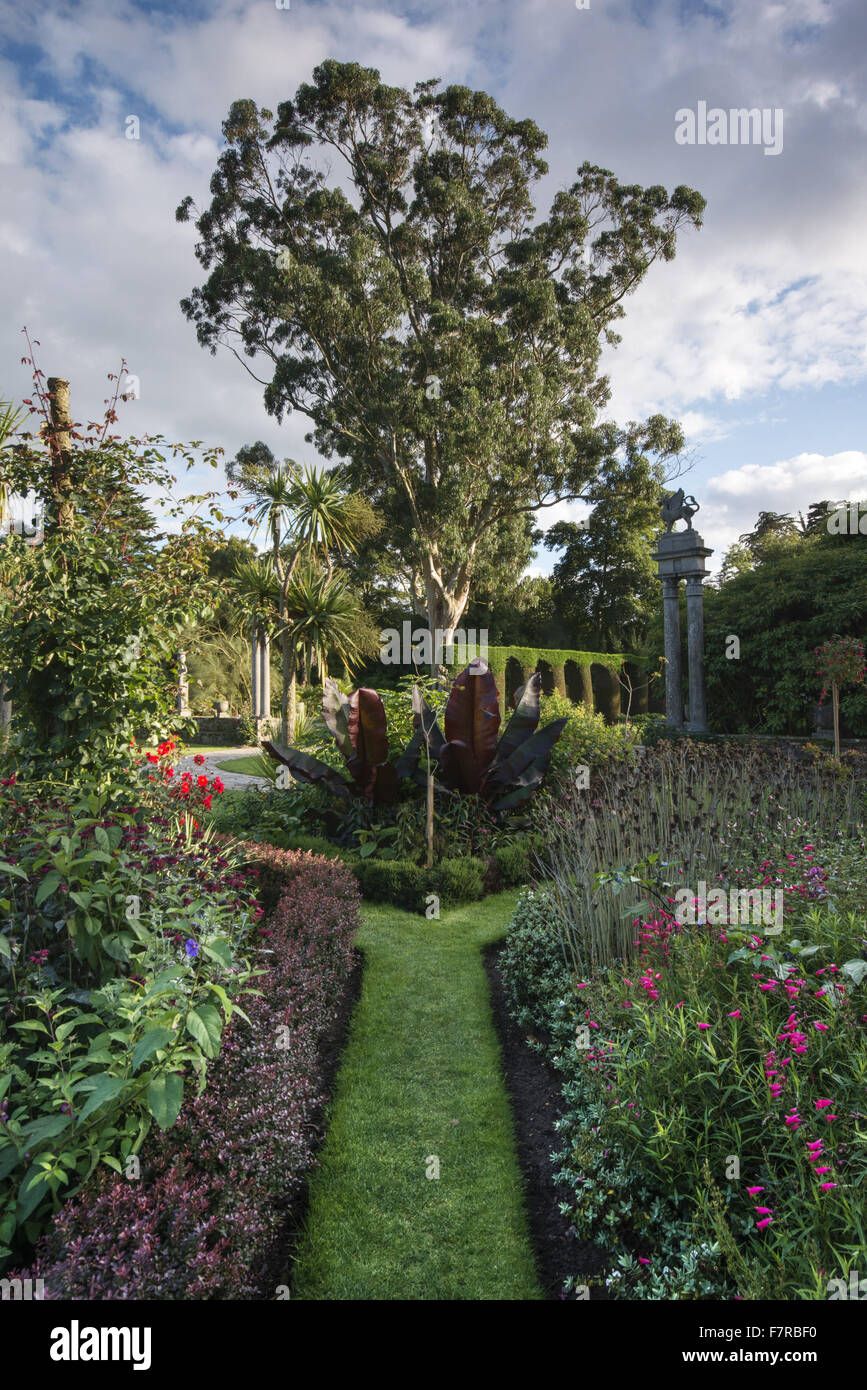 The garden at Mount Stewart House, Garden and Temple of the Winds, County Down. The gardens at Mount Stewart are world famous for their grandeur and bold planting schemes. Stock Photo