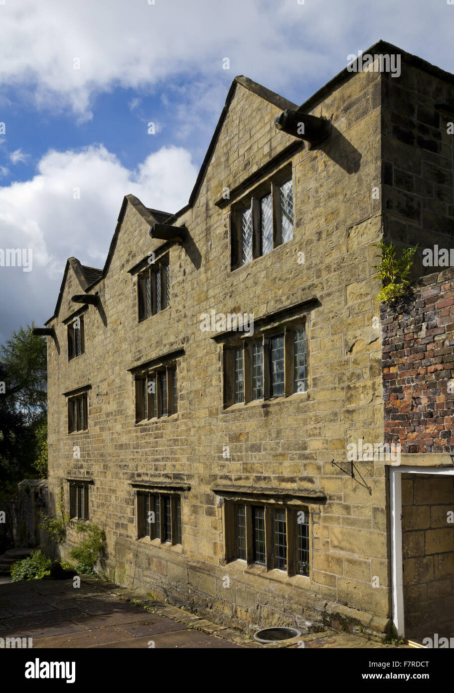 View of the South Range of Eyam Hall, Derbyshire. Stock Photo