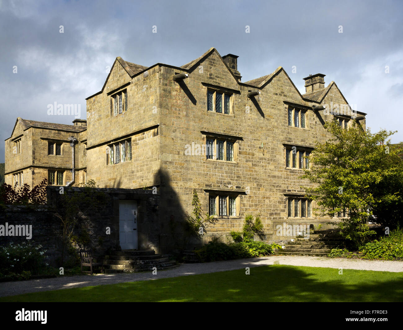 View of the South Range of Eyam Hall, Derbyshire. Stock Photo