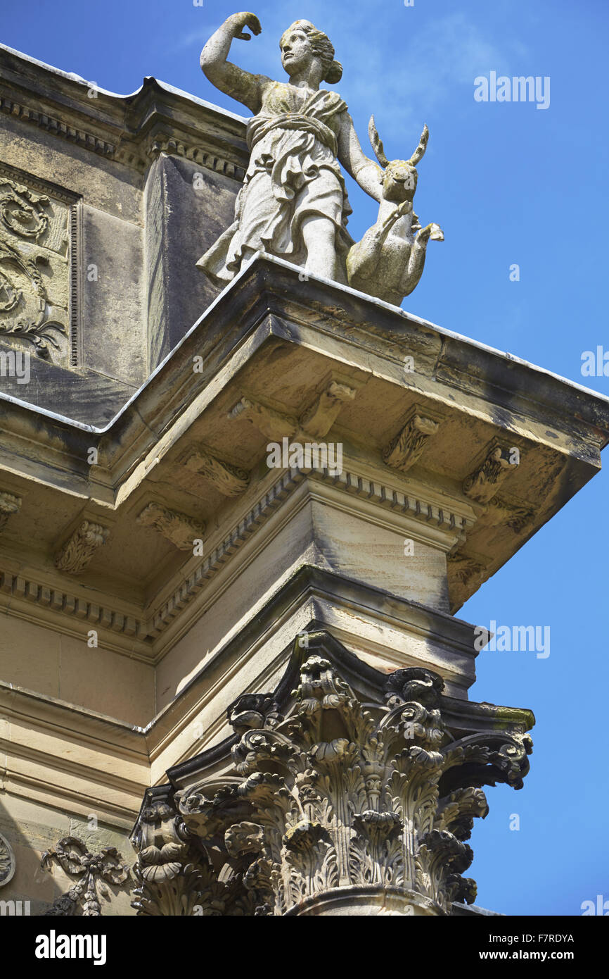 Detail of the exterior of Kedleston Hall, Derbyshire. Kedleston is one of the grandest and most perfectly finished of all the properties designed by Robert Adam. Stock Photo