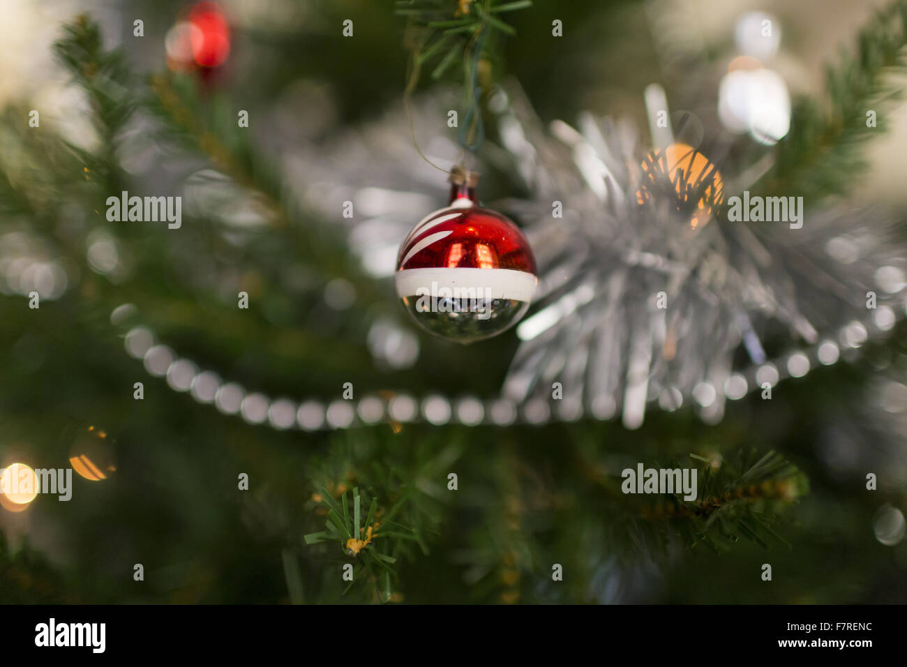 Detail of a Christmas tree decoration at Standen House and Garden, West Sussex. Stock Photo