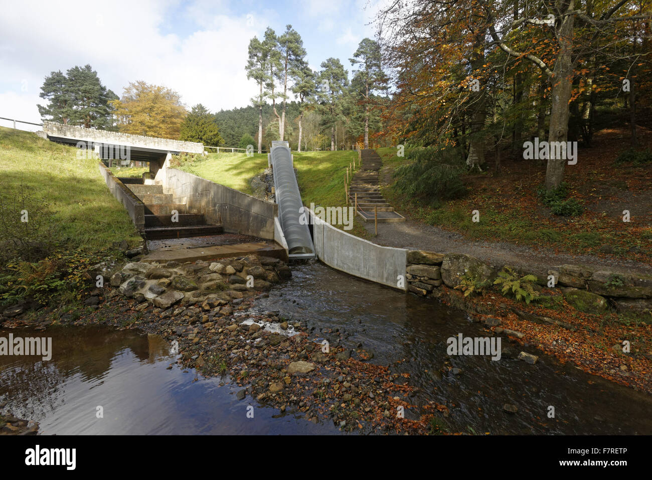 The Archimedes screw hydroelectric turbine at Cragside, Northumberland