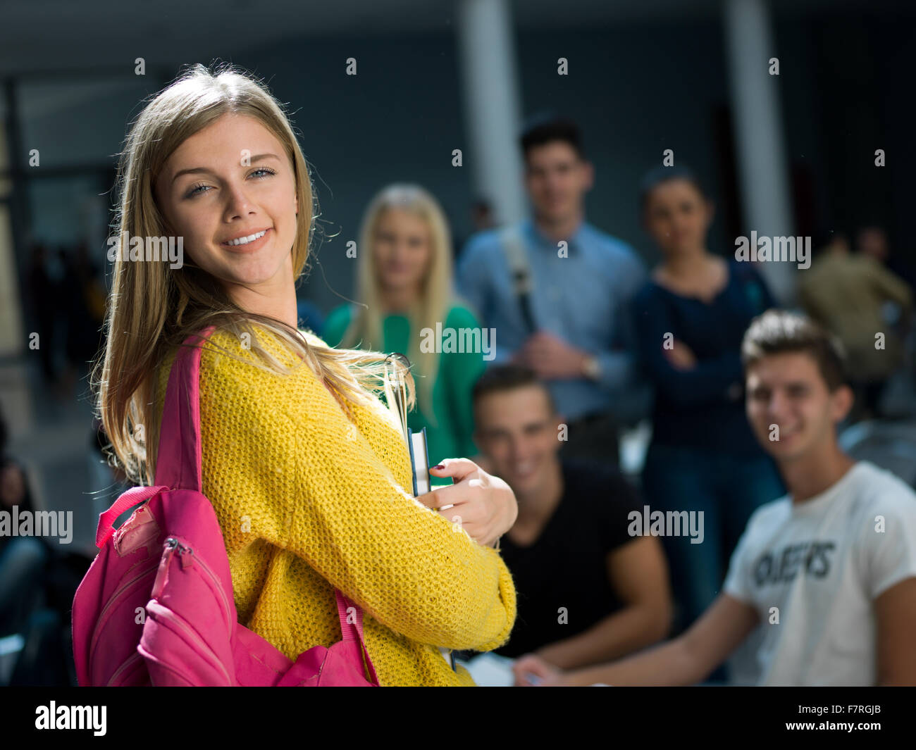 happy students group study in classroom Stock Photo - Alamy