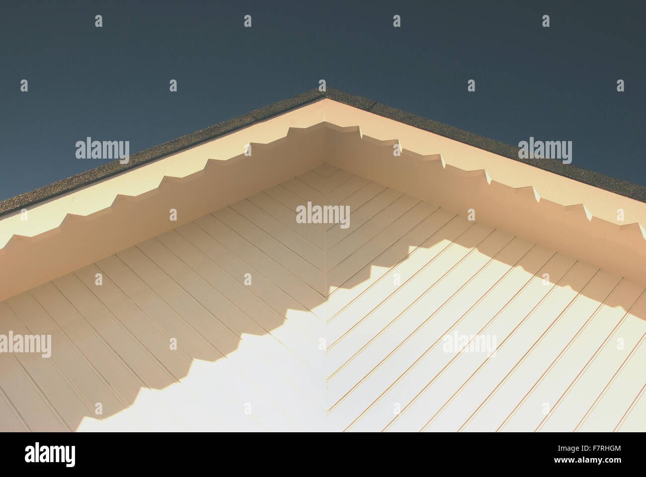 Wooden White Beachside Roof Detail in the Sun Stock Photo