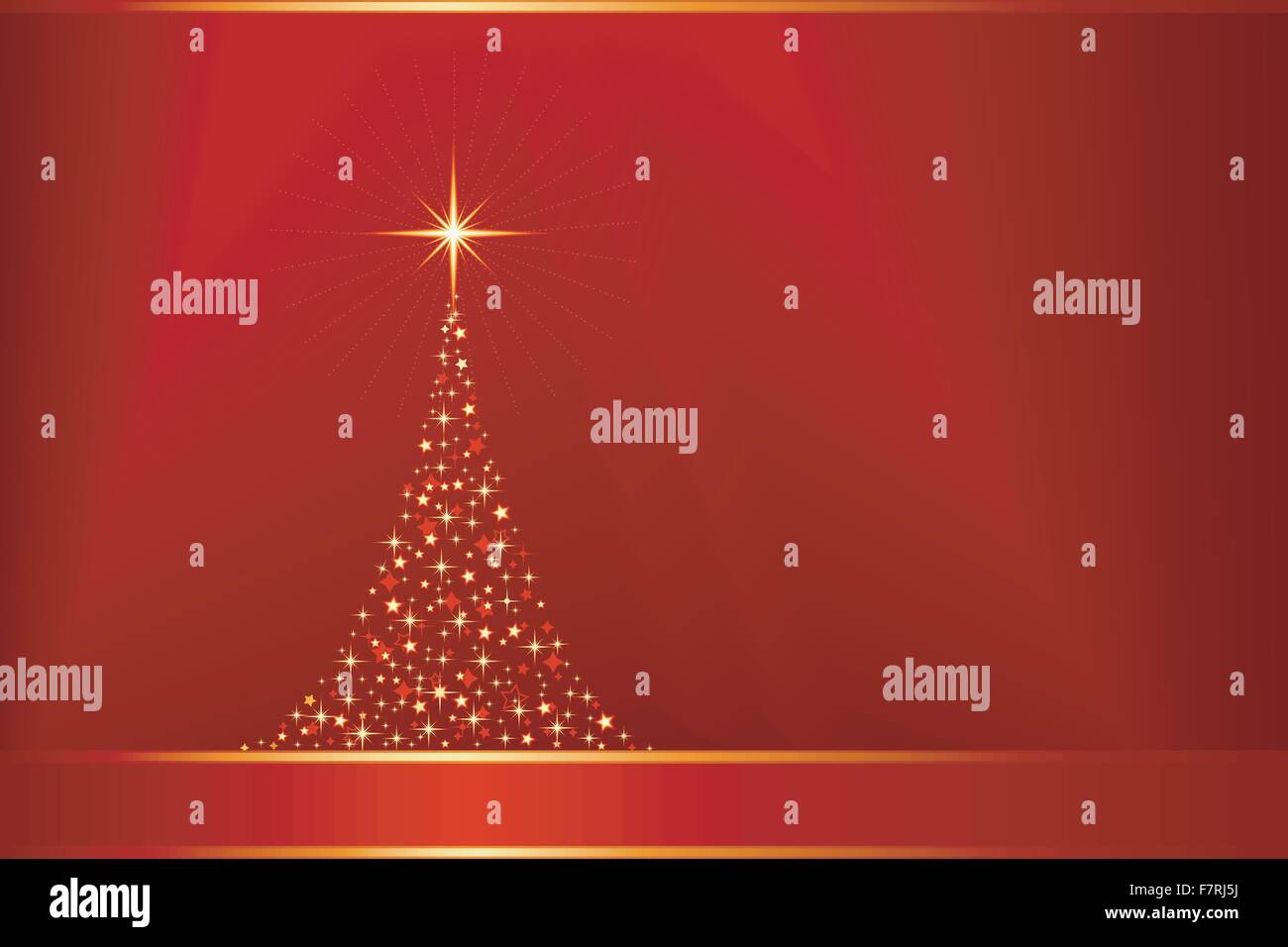 Abstract red golden vector background with Christmas tree and copy ...