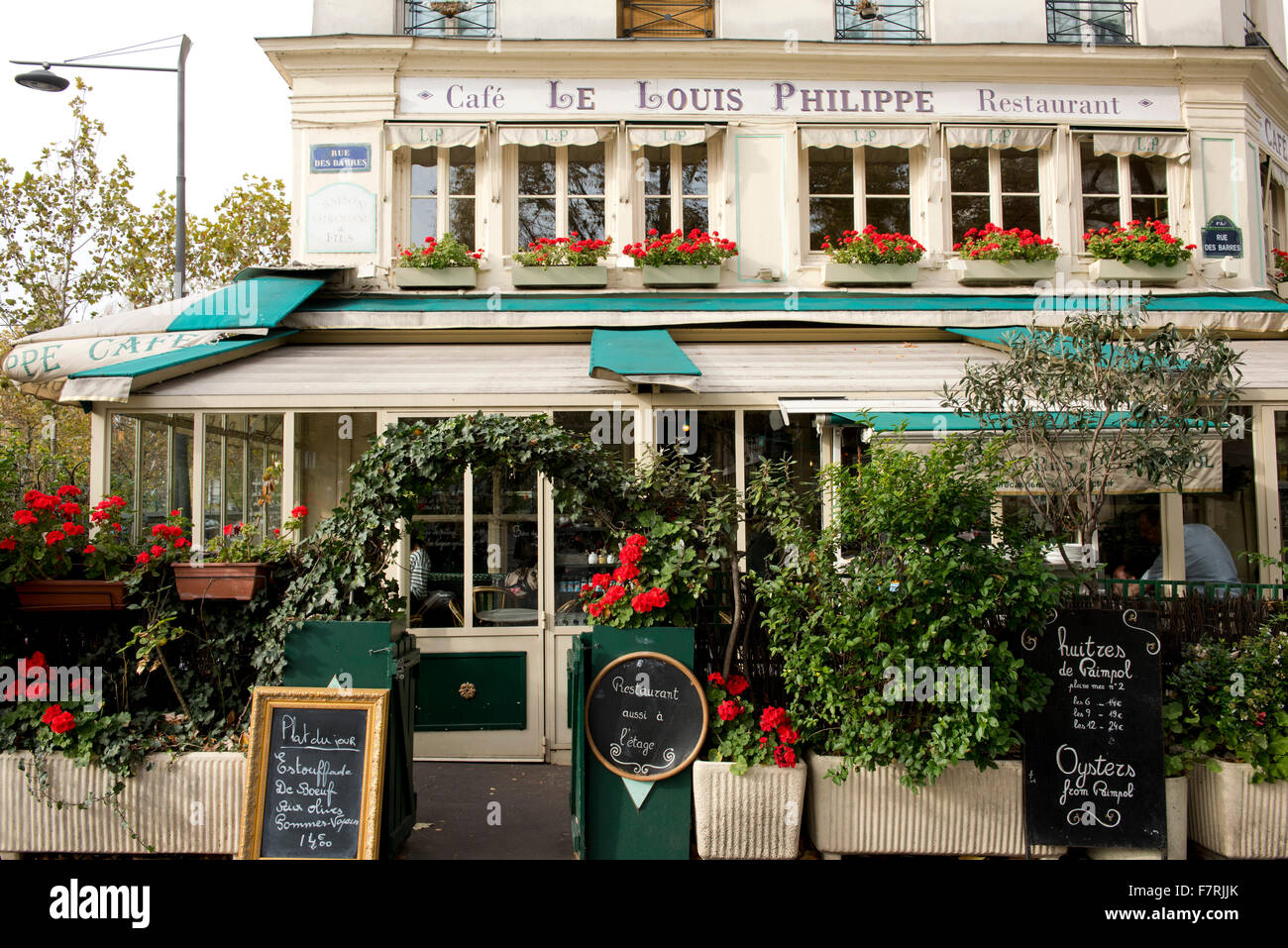 A colourful restaurant in the Marais area of Paris, France Stock Photo