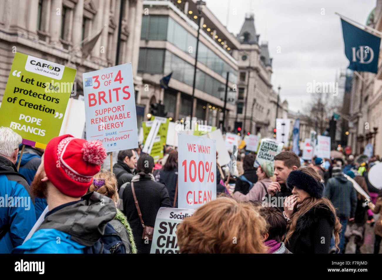 People taking part in the Climate March to Westminster, Millbank. This is a joint event with all the partners of The Climate Coa Stock Photo