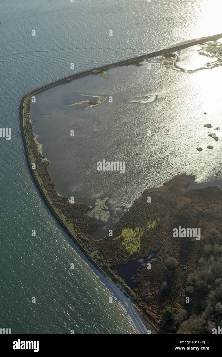 An aerial view of Brownsea Island, Dorset. Brownsea Island sits in the middle of Poole Harbour. Stock Photo
