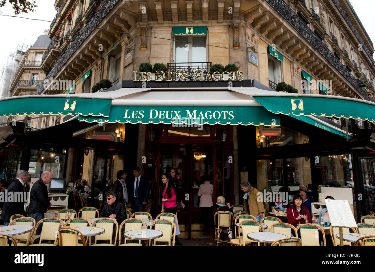 The Cafe Deux Magots on the Boulevard St-Germain, Paris, France Stock Photo