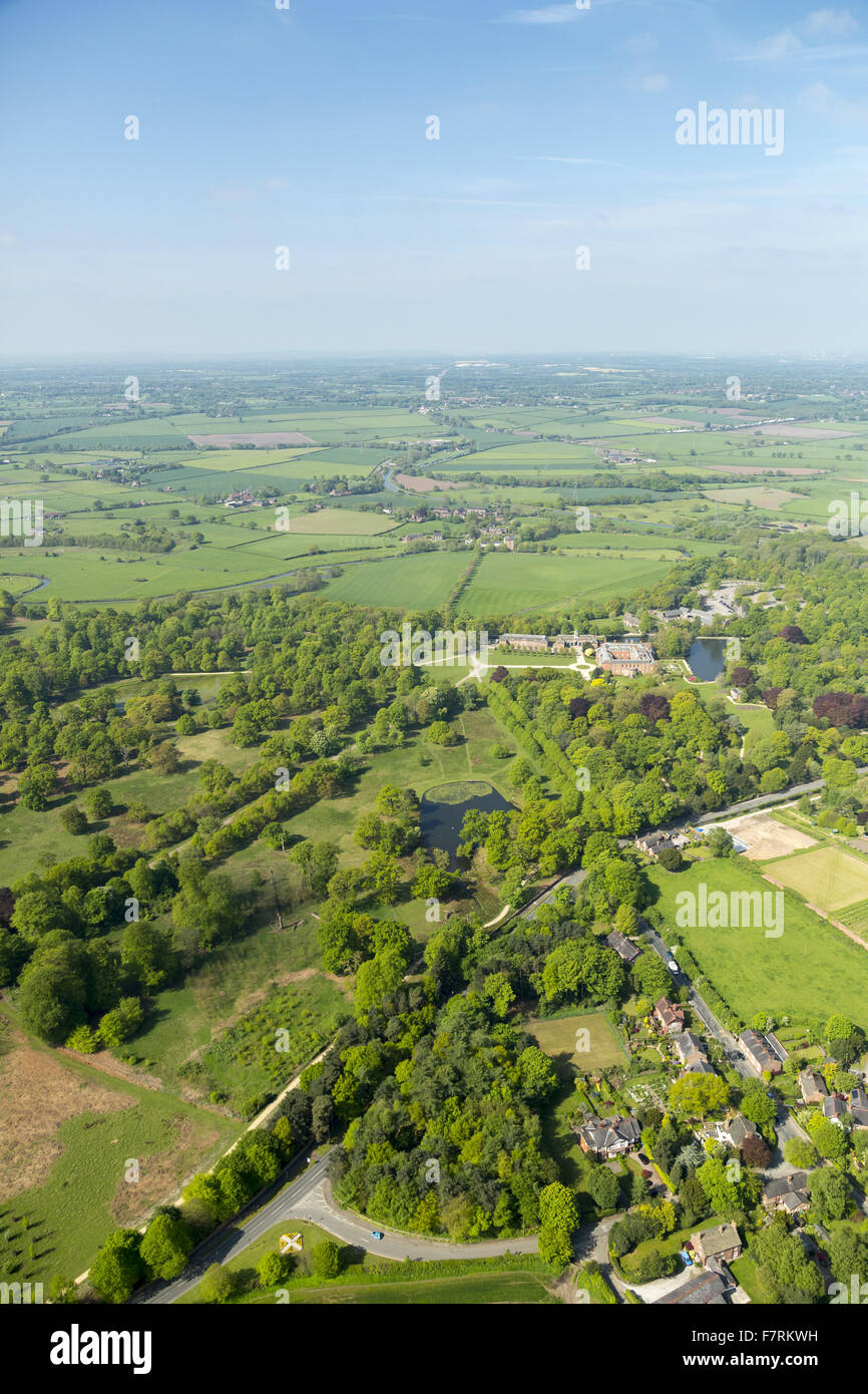 An aerial view of Dunham Massey is the Stamford Military Hospital, Cheshire. Stock Photo