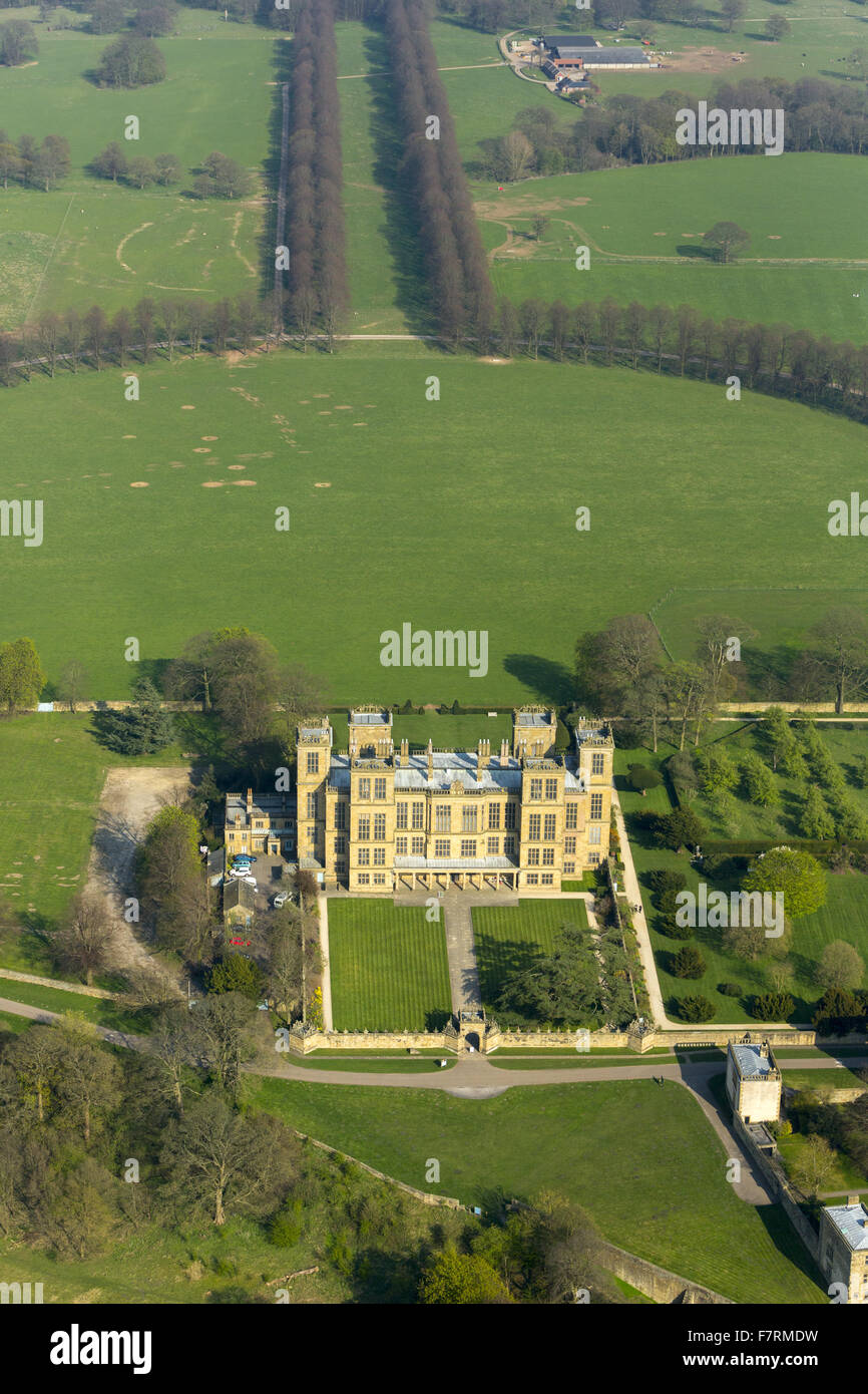 An aerial view of Hardwick Hall, Derbyshire. The Hardwick estate is