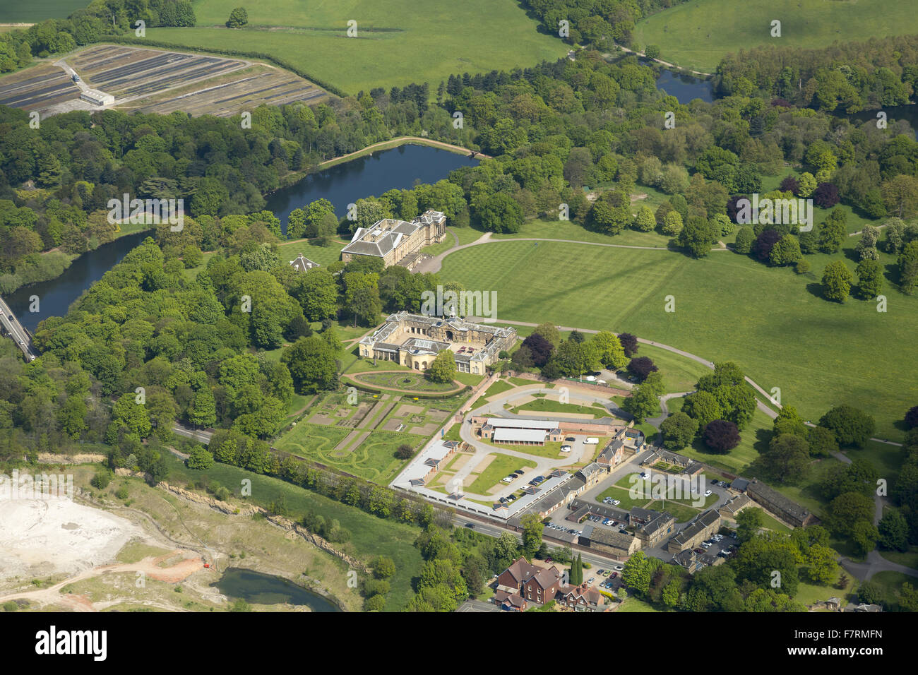 An aerial view of Nostell Priory and Parkland, West Yorkshire. Nostell Priory was the home of the Winn family for more than 350 years. Stock Photo
