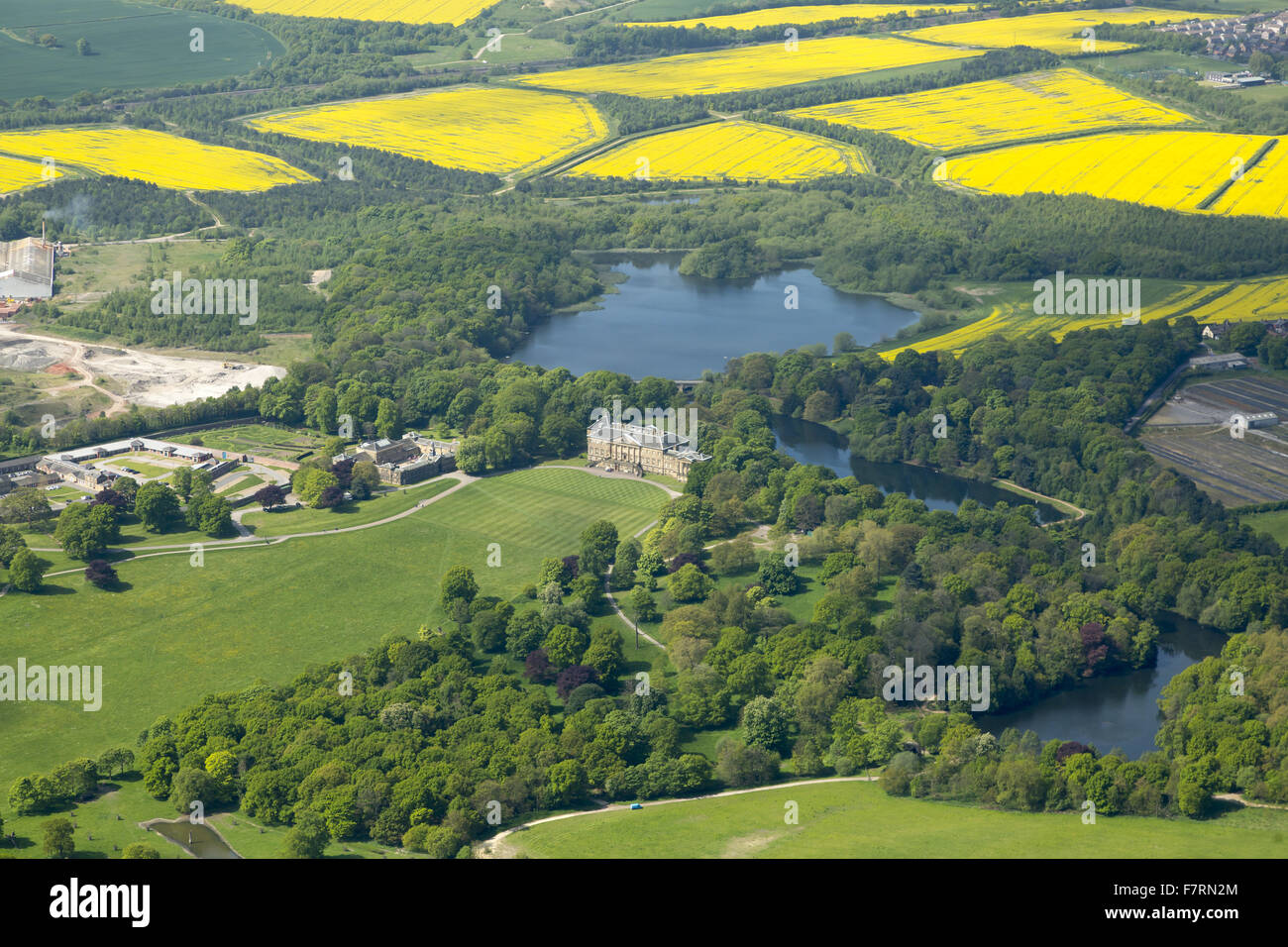 An aerial view of Nostell Priory and Parkland, West Yorkshire. Nostell Priory was the home of the Winn family for more than 350 years. Stock Photo