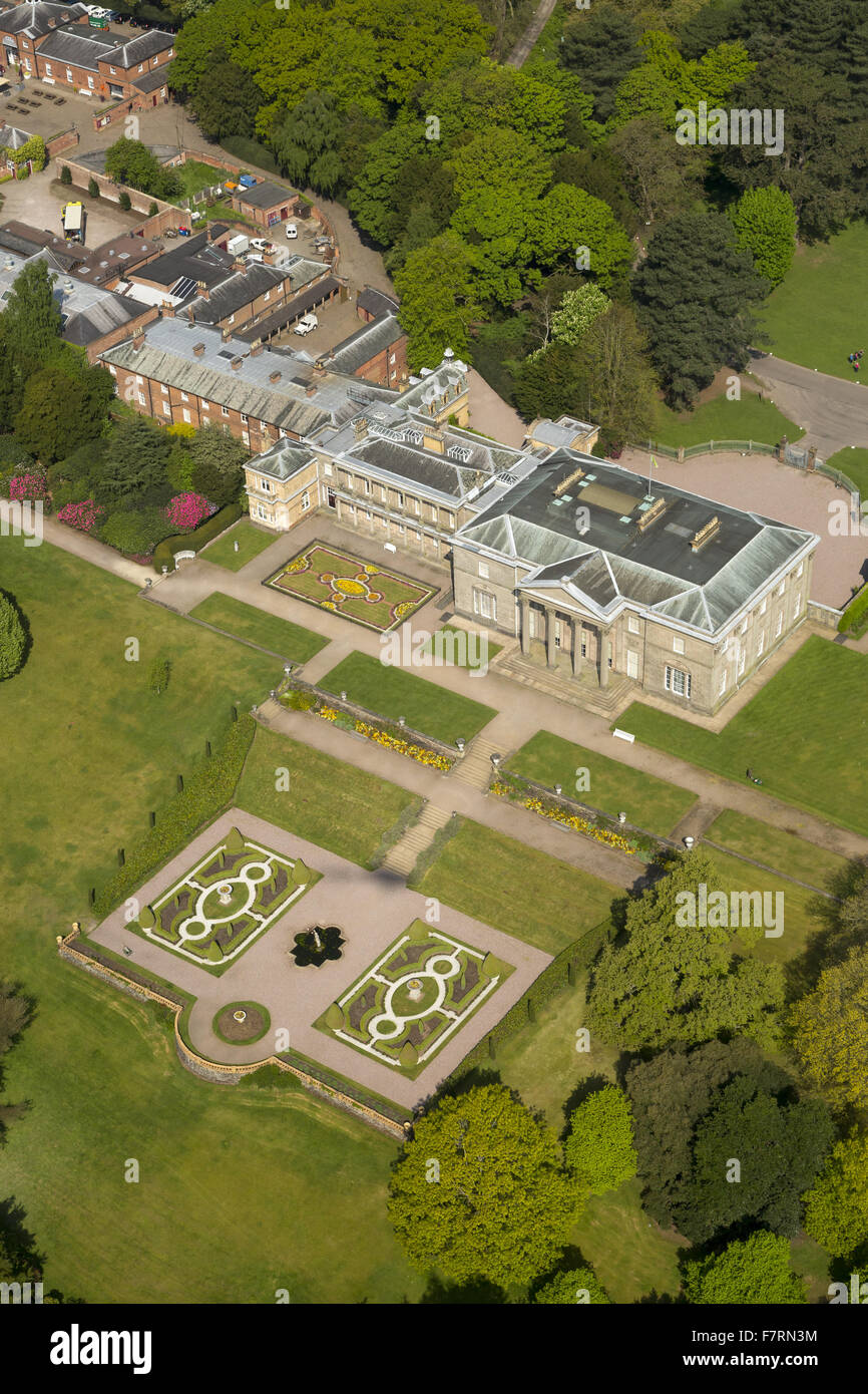 An aerial view of Tatton Park, Cheshire. The early 19th century Wyatt