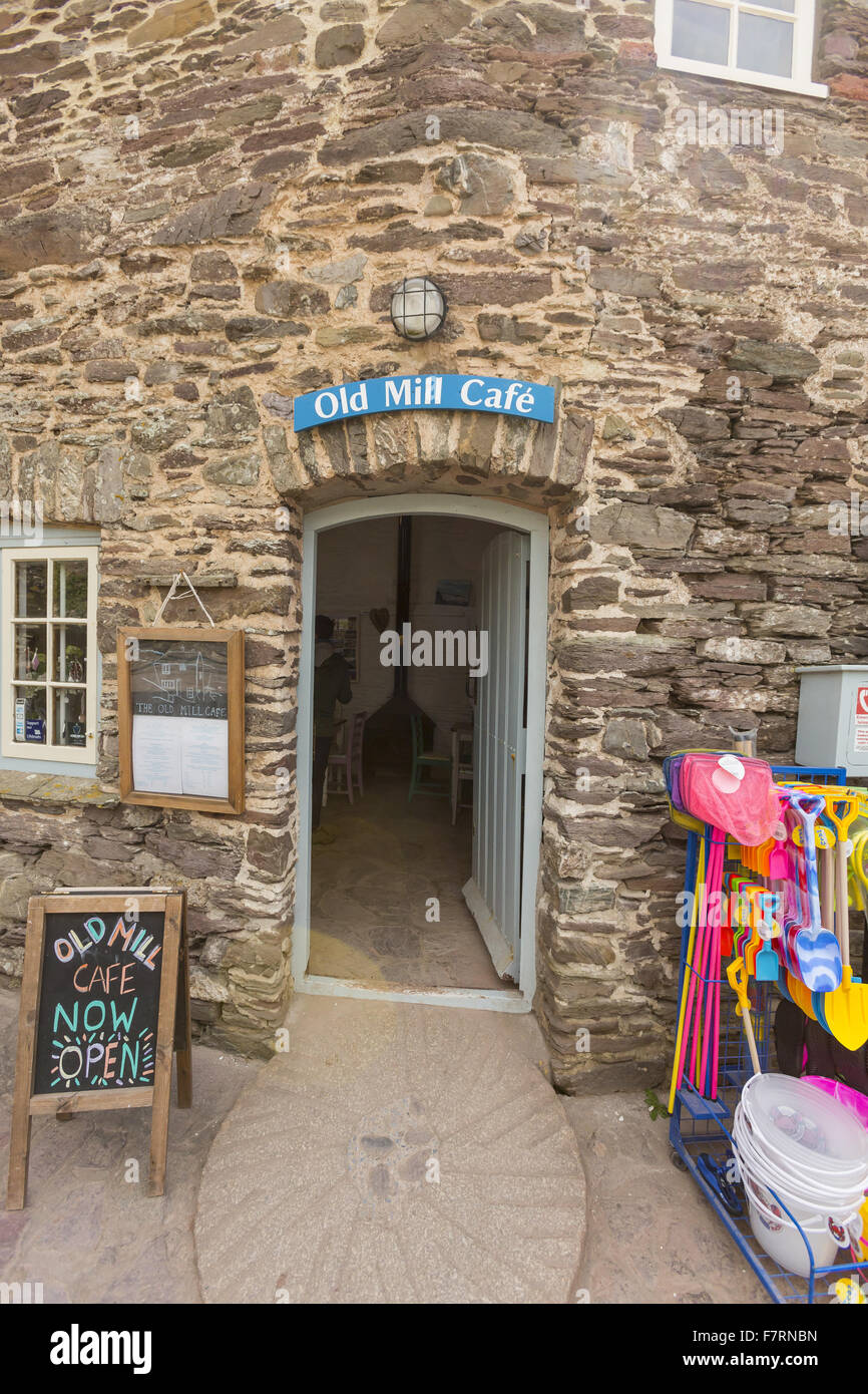 The Old Mill Cafe at Wembury, Devon. Wembury has a great beach with some of the best rock pools in the country. Stock Photo