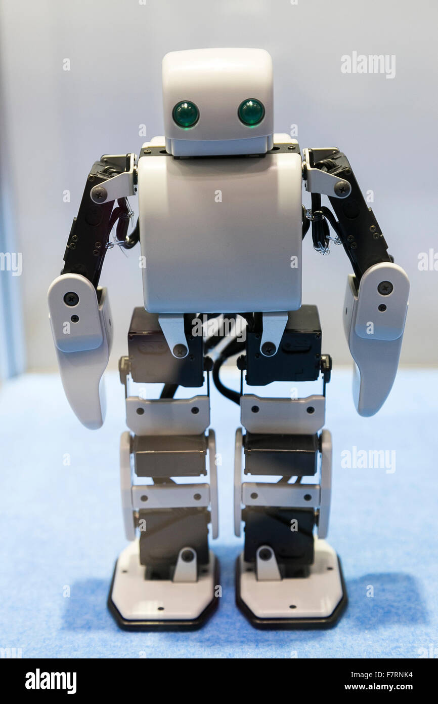 Robot Plen D created by DMM.make Robots on display at the International  Robot Exhibition 2015 on December 2, 2015, Tokyo, Japan. 446 companies and  organisations (from Japan and overseas) showed off new