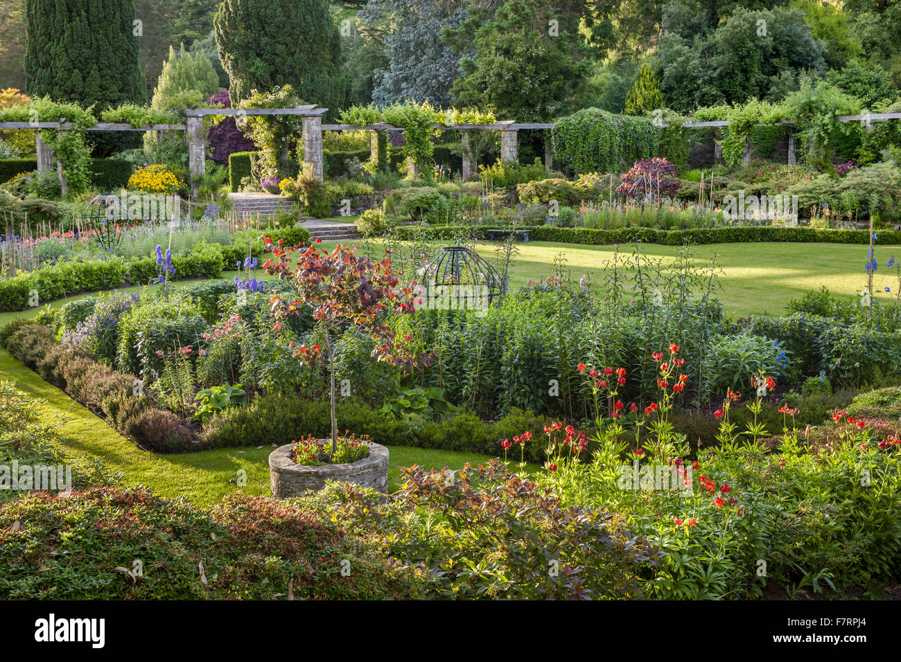 The Sunk Garden at Mount Stewart, County Down. Mount Stewart has been voted one of the world's top ten gardens, and reflects the design and artistry of its creator, Edith, Lady Londonderry. Stock Photo
