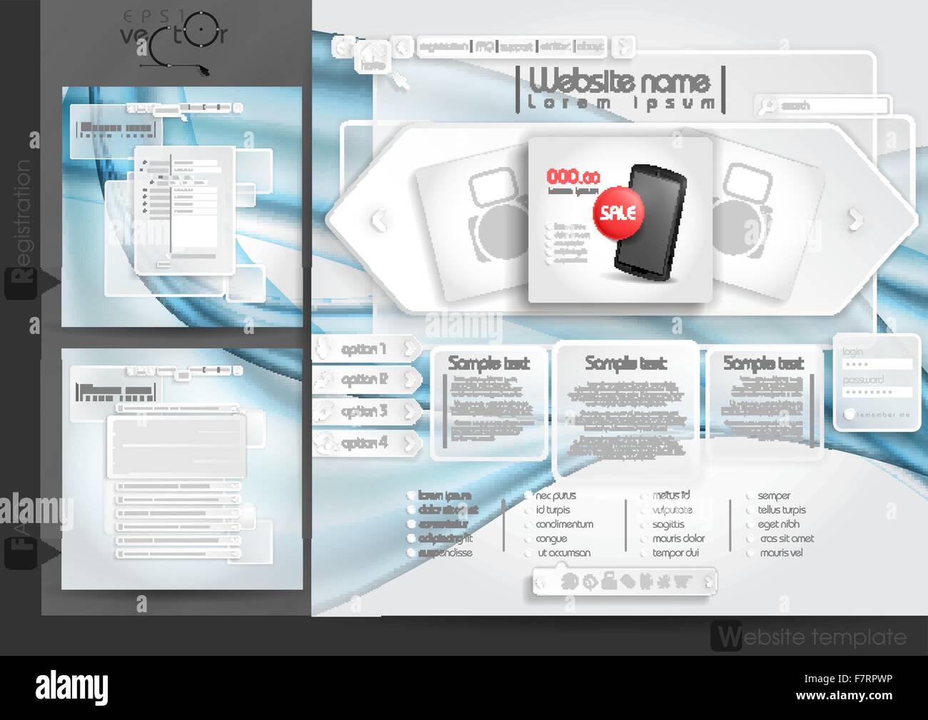Website Design Template Menu Elements Stock Vector Image & Art - Alamy