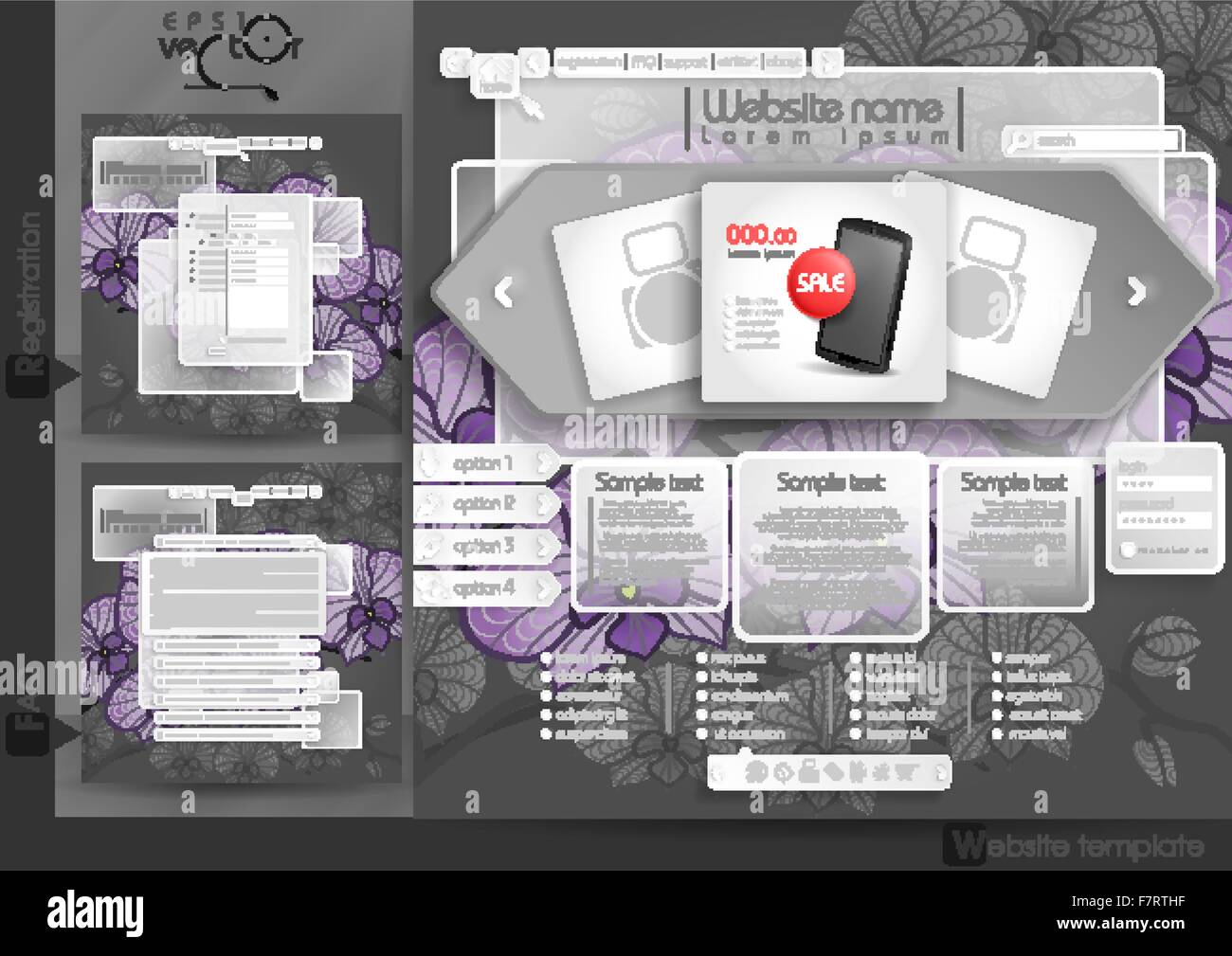 Website Design Template Menu Elements Stock Vector Image & Art - Alamy
