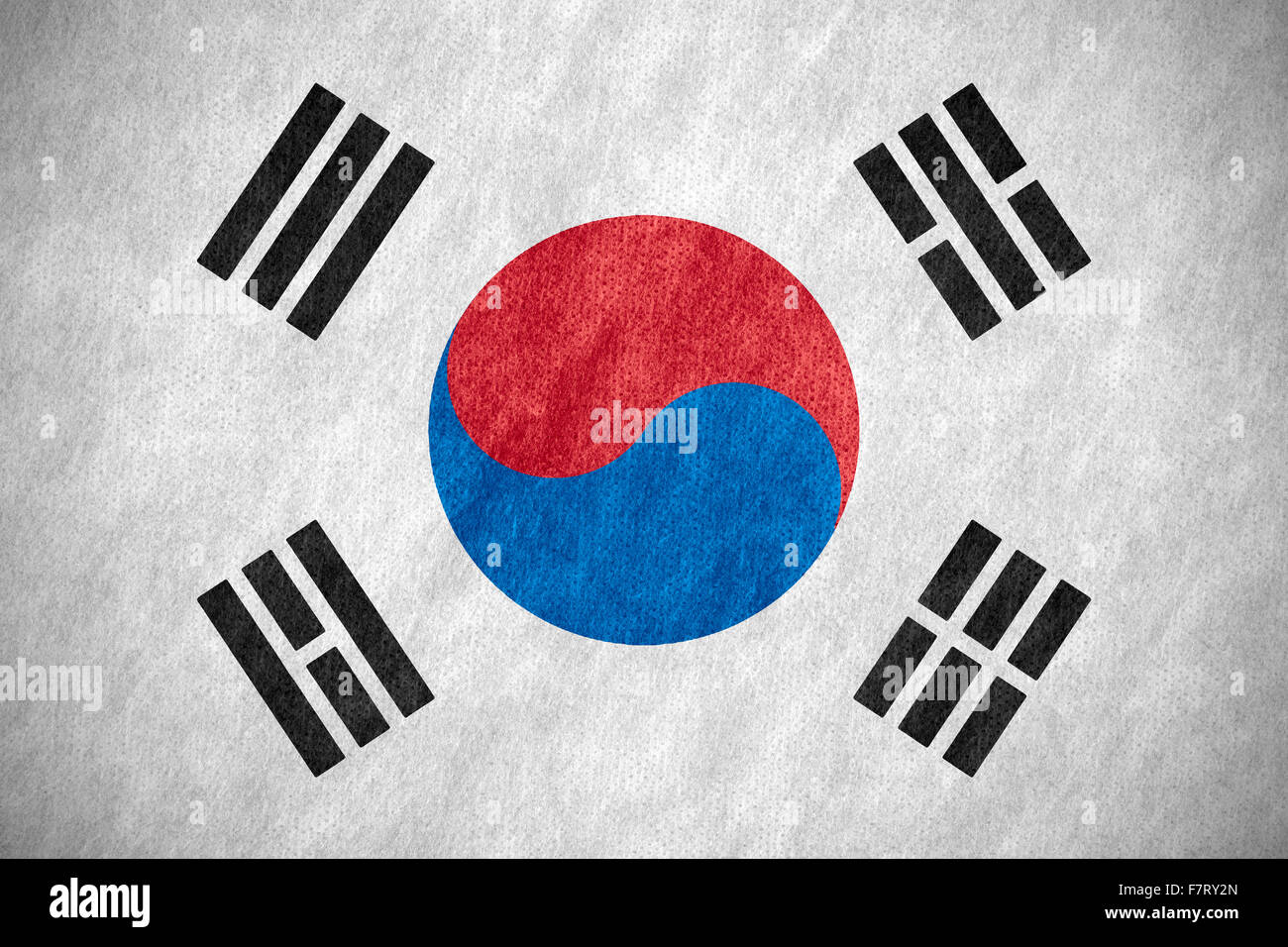 flag of South Korea or South Korean banner on canvas texture Stock Photo