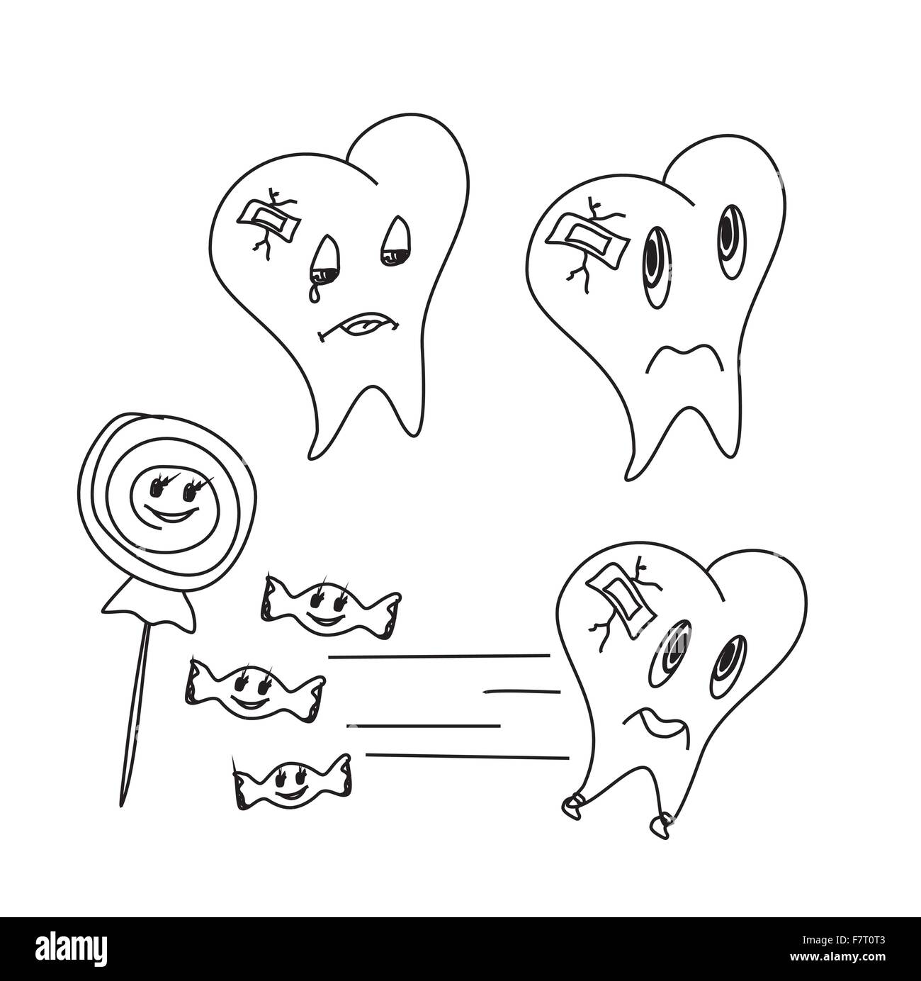 hand drawn funny teeth, vector icons set Stock Vector Image & Art - Alamy