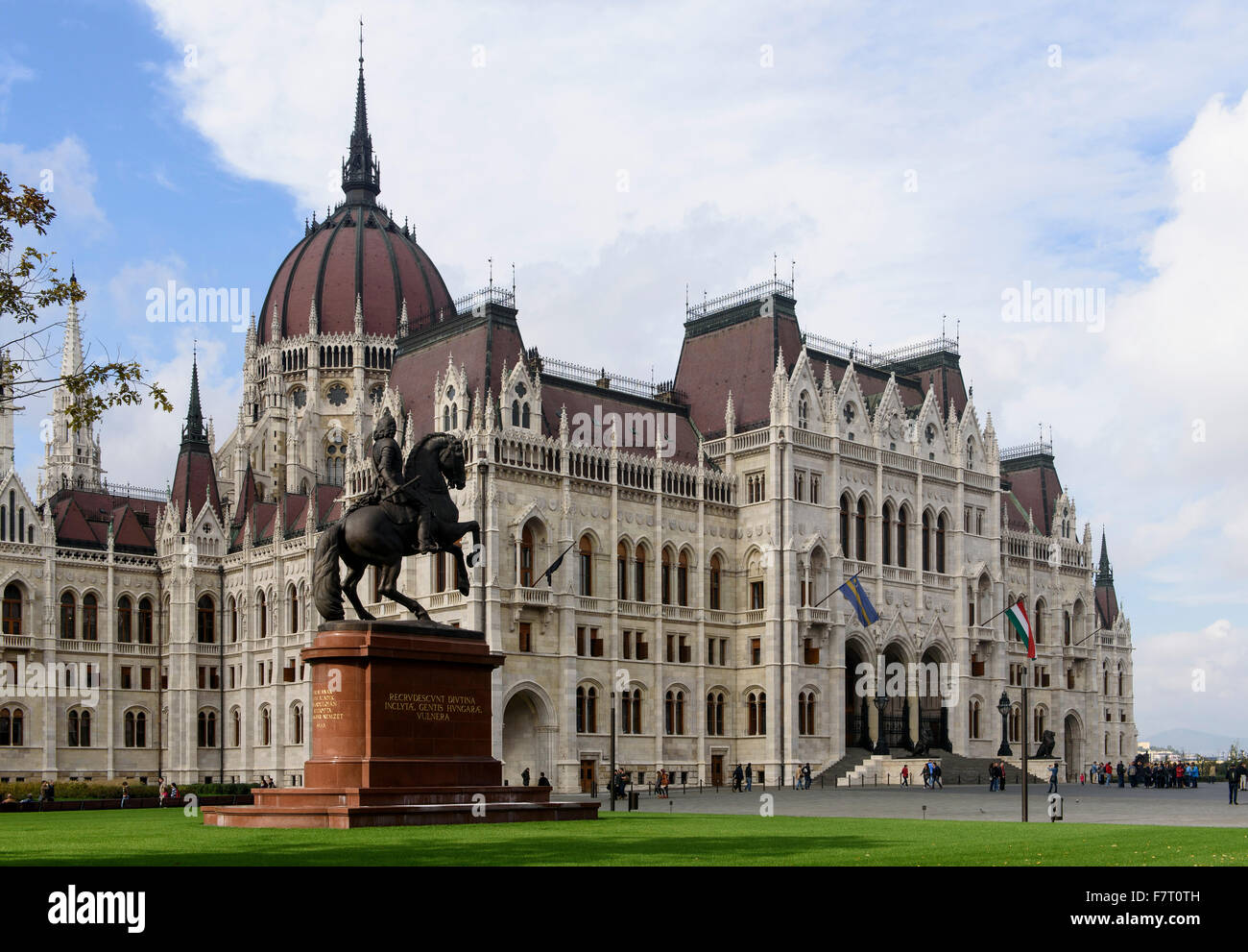 Parlament, Országház, and equestrian statue at Kossuth Lajos tér in Budapest, Hungary UNESCO-world heritage Stock Photo
