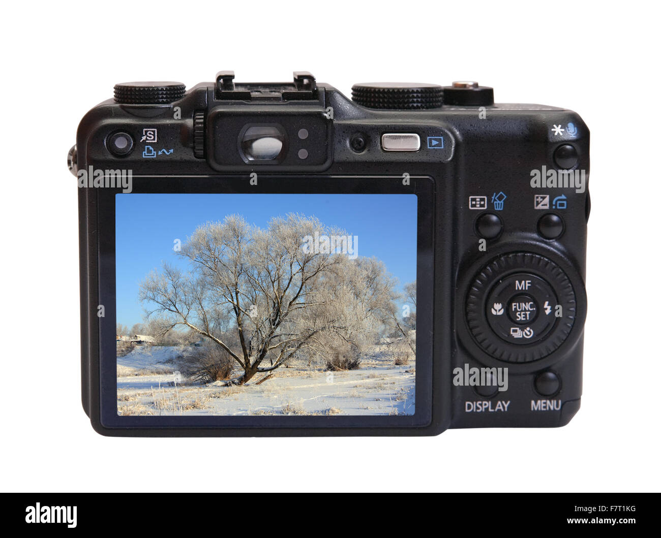 digital photocamera. Isolated over white with clipping path. On screen my photo Stock Photo