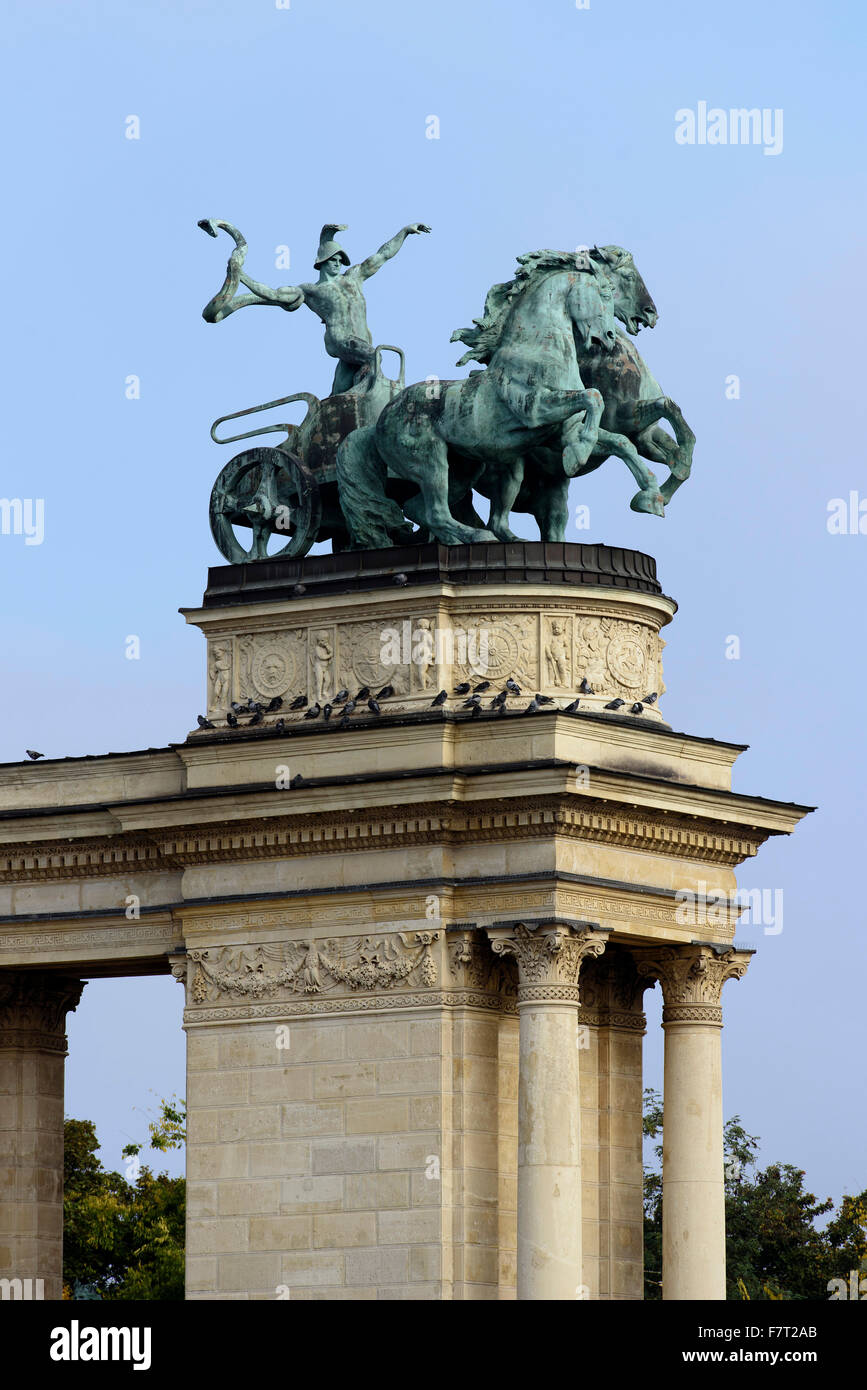 Millenniums Monument at Hero's square Hösök tere, Budapest, Hungary, world heritage Stock Photo