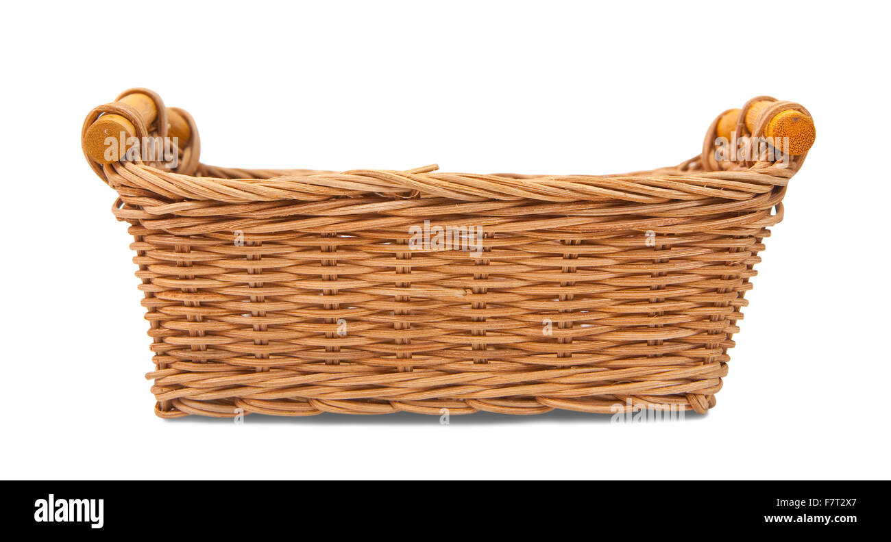 Empty wicker basket. Isolated over white with clipping path Stock Photo