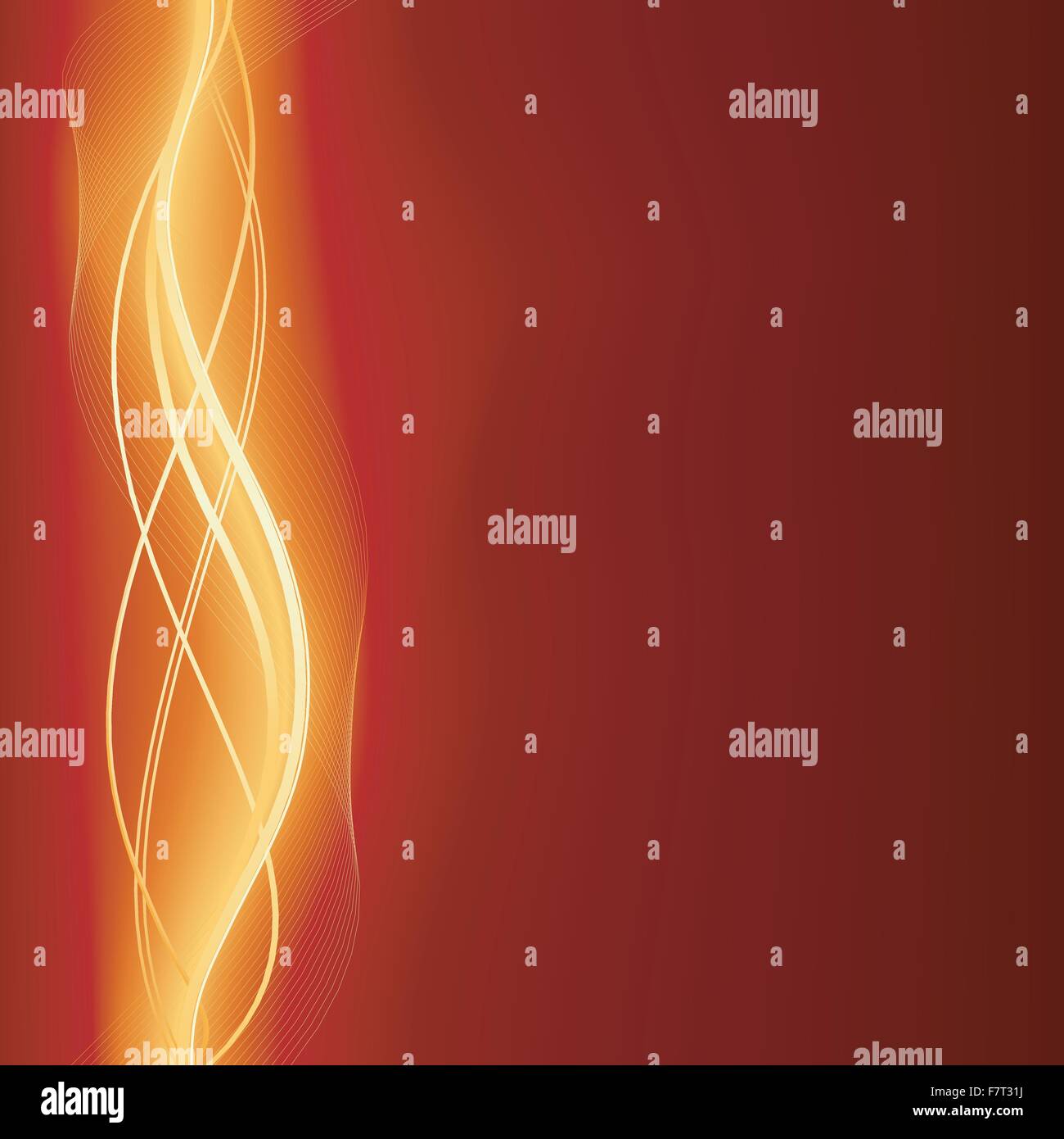 Glowing abstract wave background in flaming red golden Stock Vector