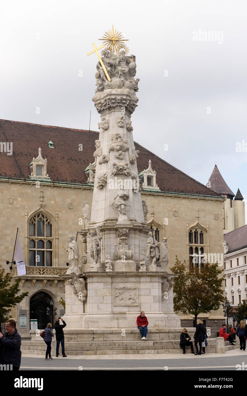 plague column in Buda, Budapest, Hungary, world heritage Stock Photo