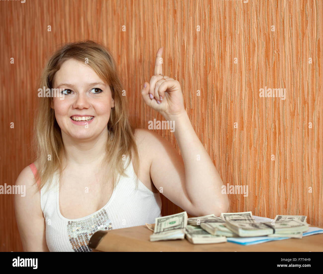 Happy woman has successfully resolved its financial problems Stock ...