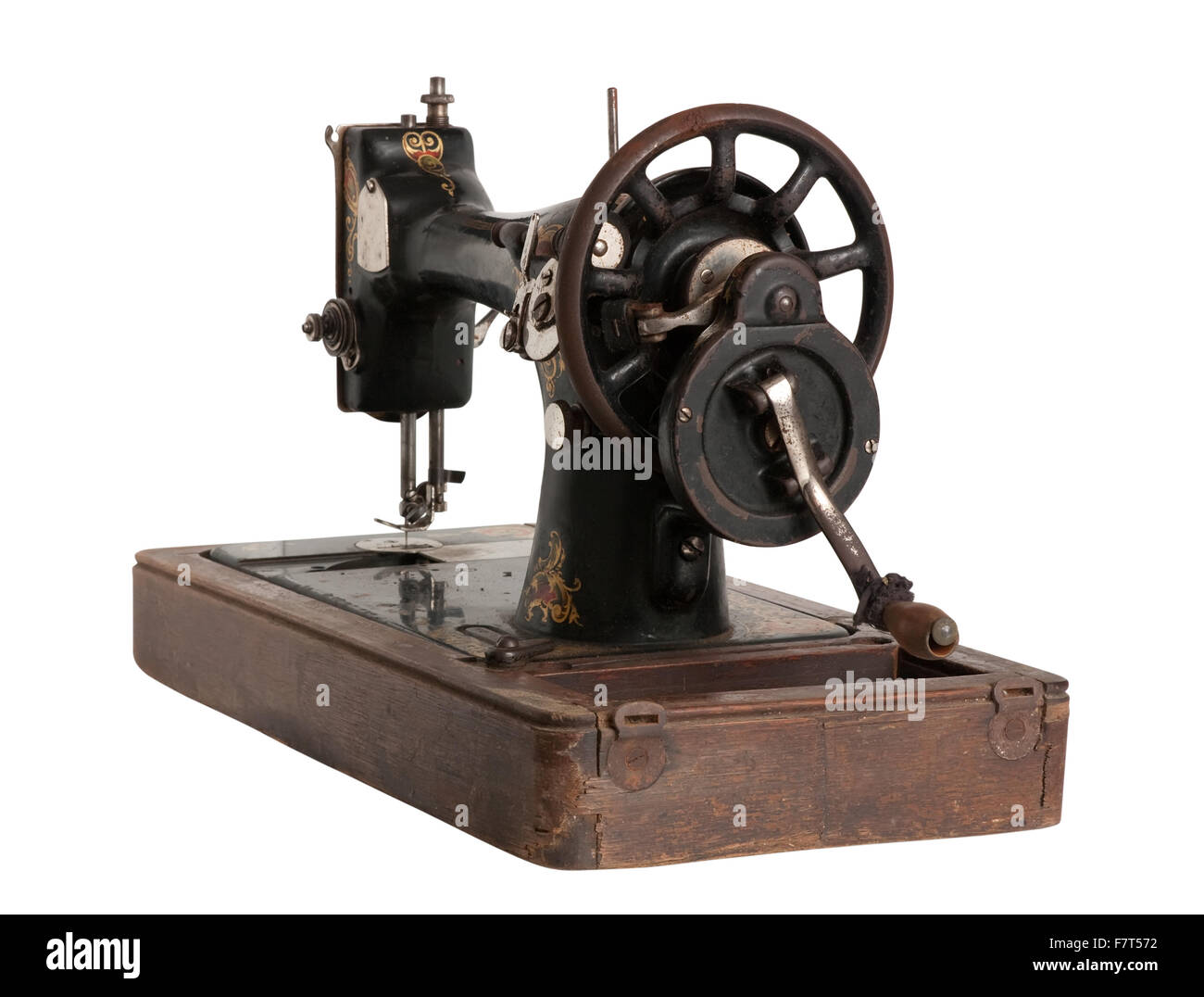 Vintage Sewing machine isolated over a white background Stock Photo - Alamy