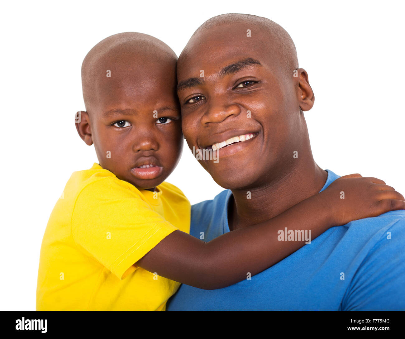 close up portrait of young black man with his son Stock Photo