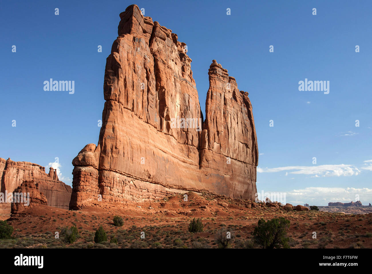 Courthouse Towers, Tower of Babel and The Organ, Arches National Park, Utah, USA Stock Photo