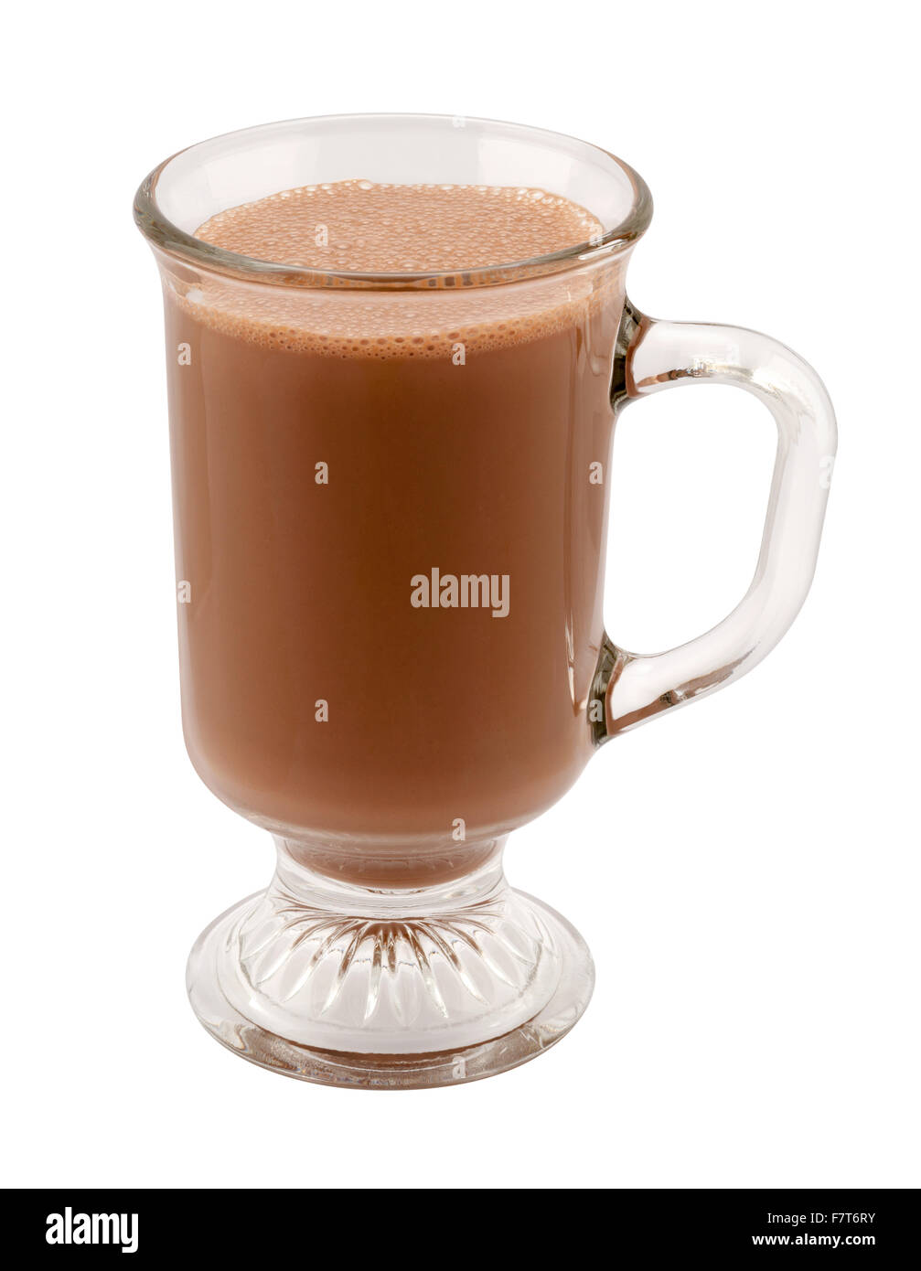 Hot Chocolate in a Glass Mug Stock Photo