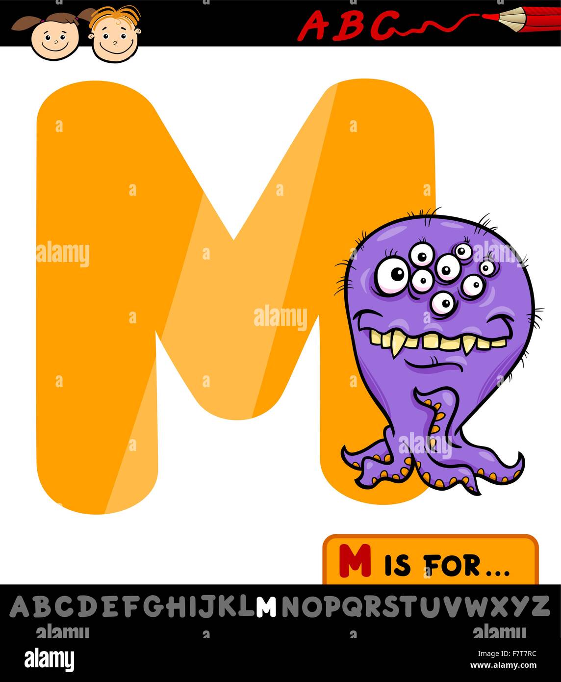 letter m with monster cartoon illustration Stock Vector Image & Art - Alamy