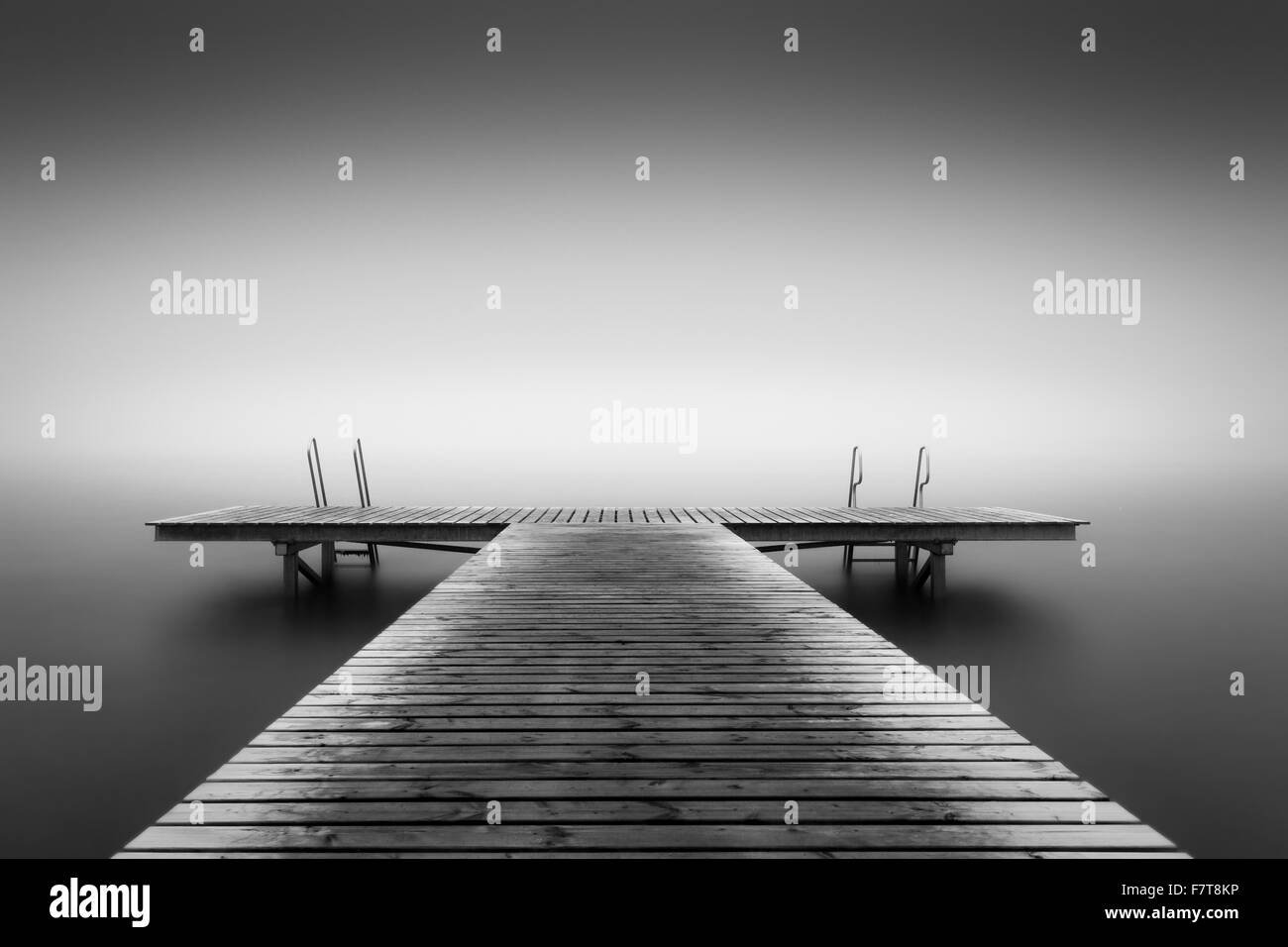 Empty swimming pier at the North Sea, Bornholm, Denmark Stock Photo