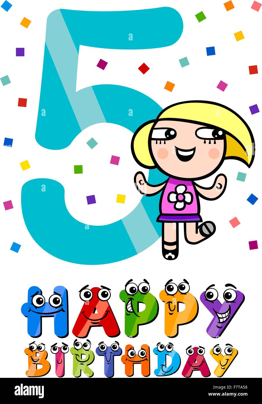 fifth birthday cartoon design Stock Vector