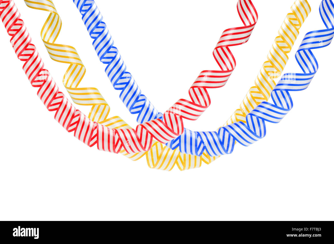 Yellow And Blue Streamers Isolated Stock Photo, Royalty-Free