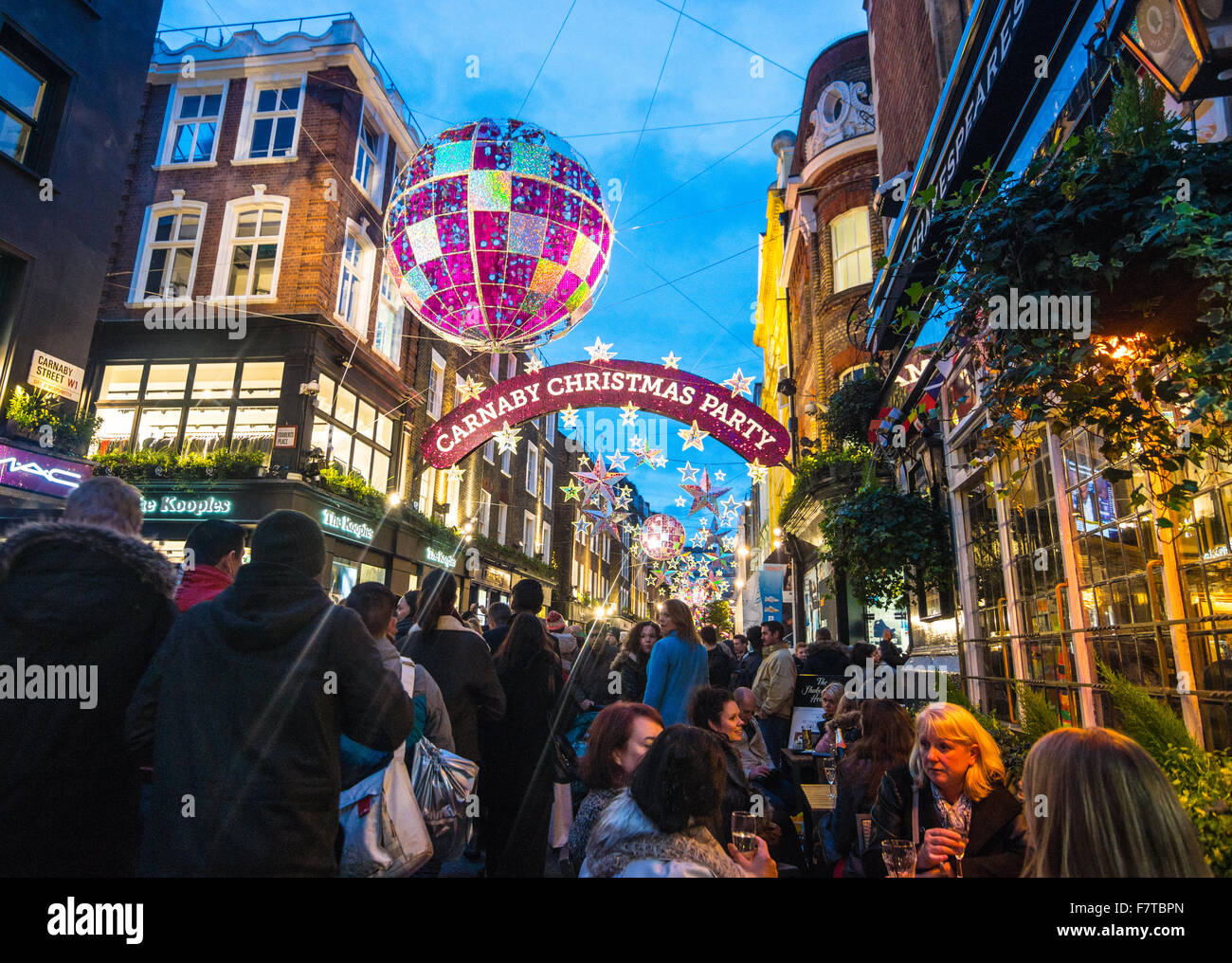 Christmas decorations London  Carnaby Street   Christmas London 2016 Stock Photo