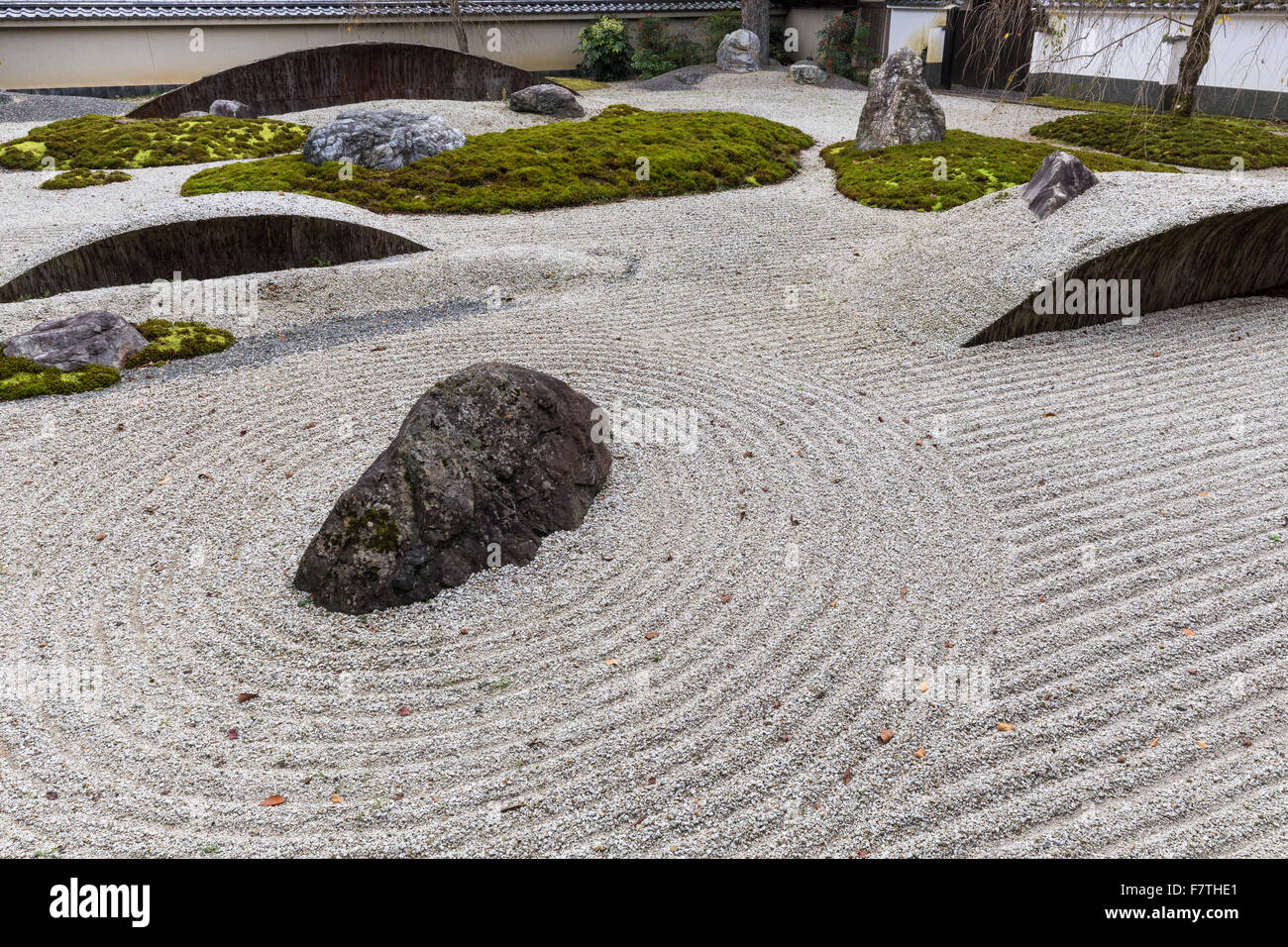 Jisso-in -  The stone garden of Jisso-in has a number of modern features that make it unique among Zen gardens Stock Photo