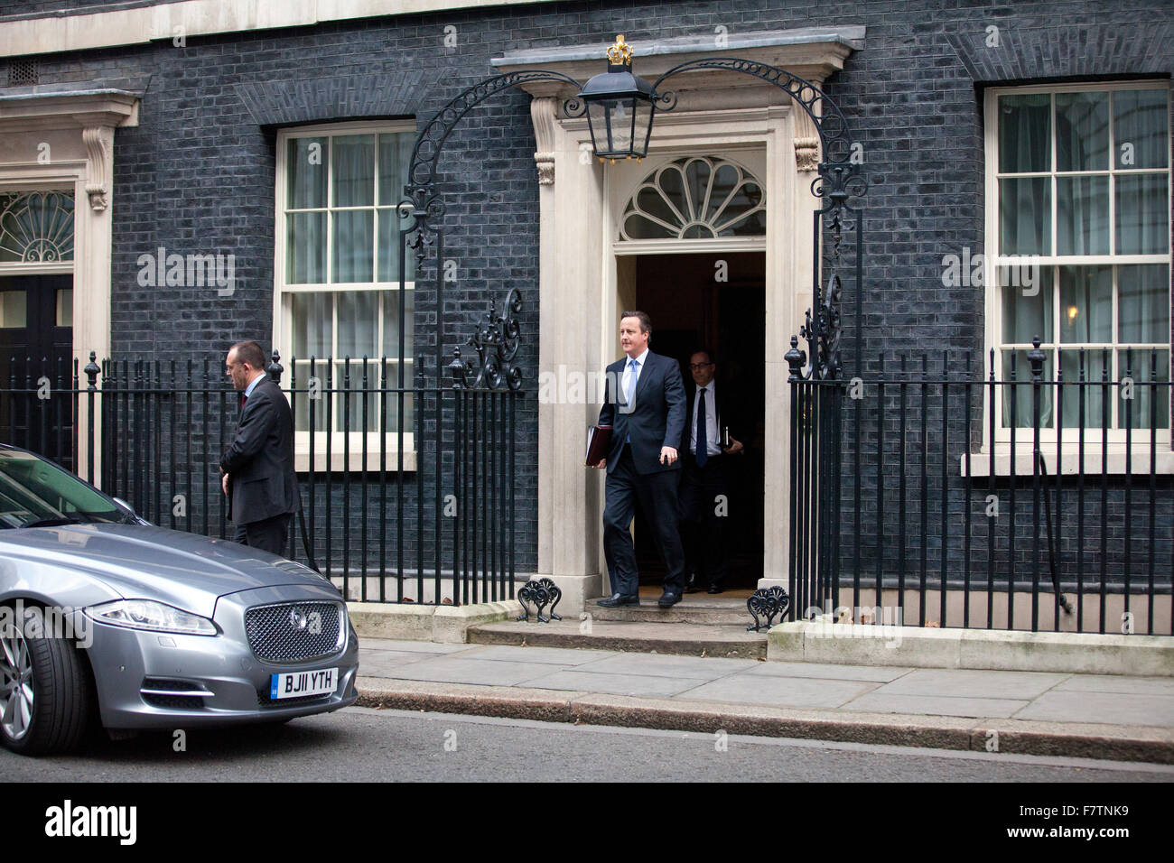 London, UK. 2nd December, 2015. Prime Minister David Cameron leaves 10 Downing Street on his way to the House of Commons for the debate on Syria. A vote is expected at around 10pm. Credit:  Mark Kerrison/Alamy Live News Stock Photo