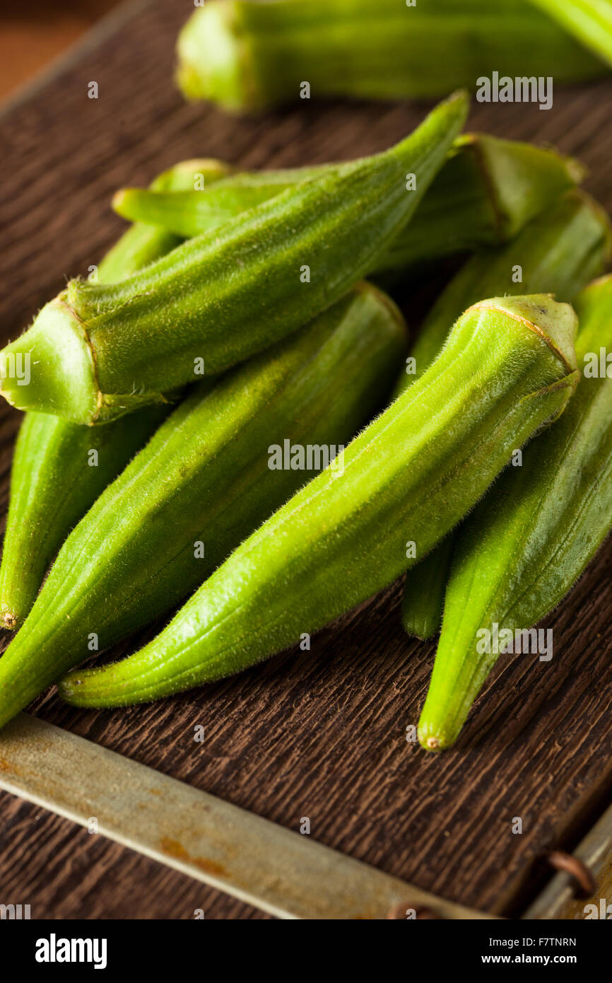 Okrow Fresh Green Organic Okra Ready to Use Stock Photo - Alamy