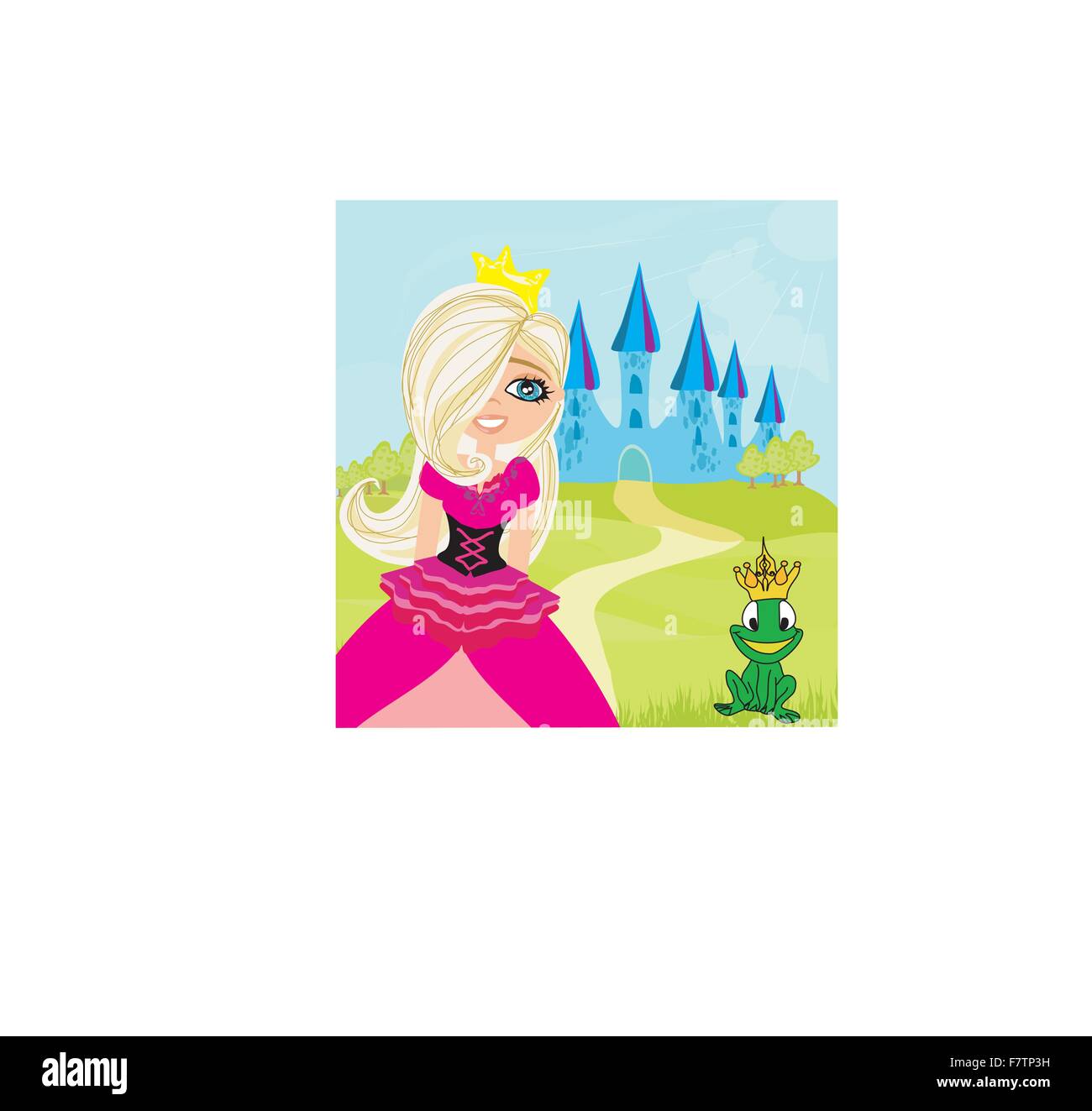 Princess and the Frog in the crown Stock Vector