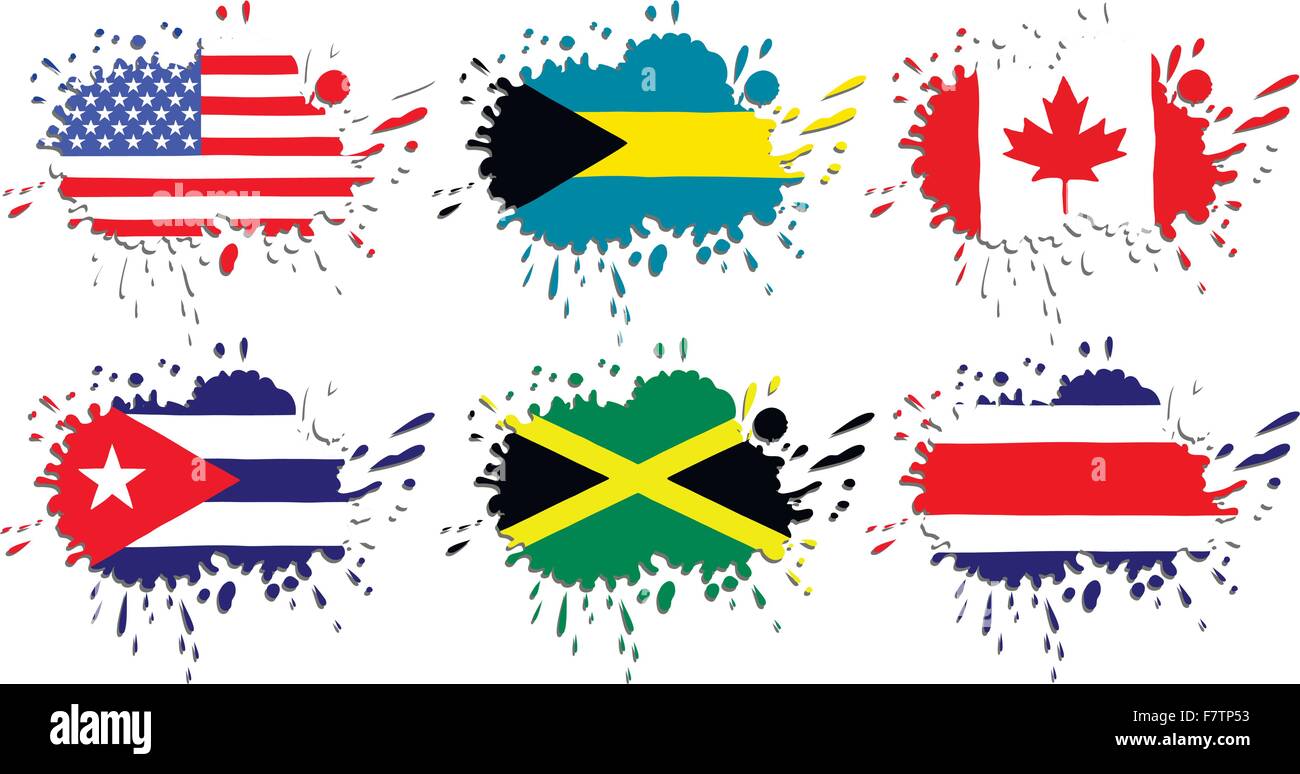 Flags of North America as spots Stock Vector