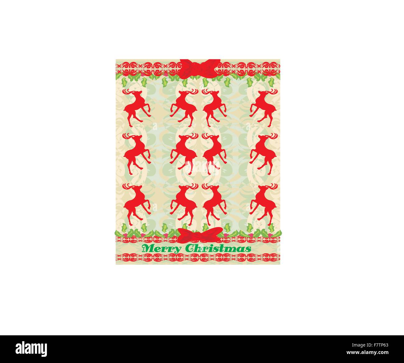 Beautiful retro background with reindeers Stock Vector