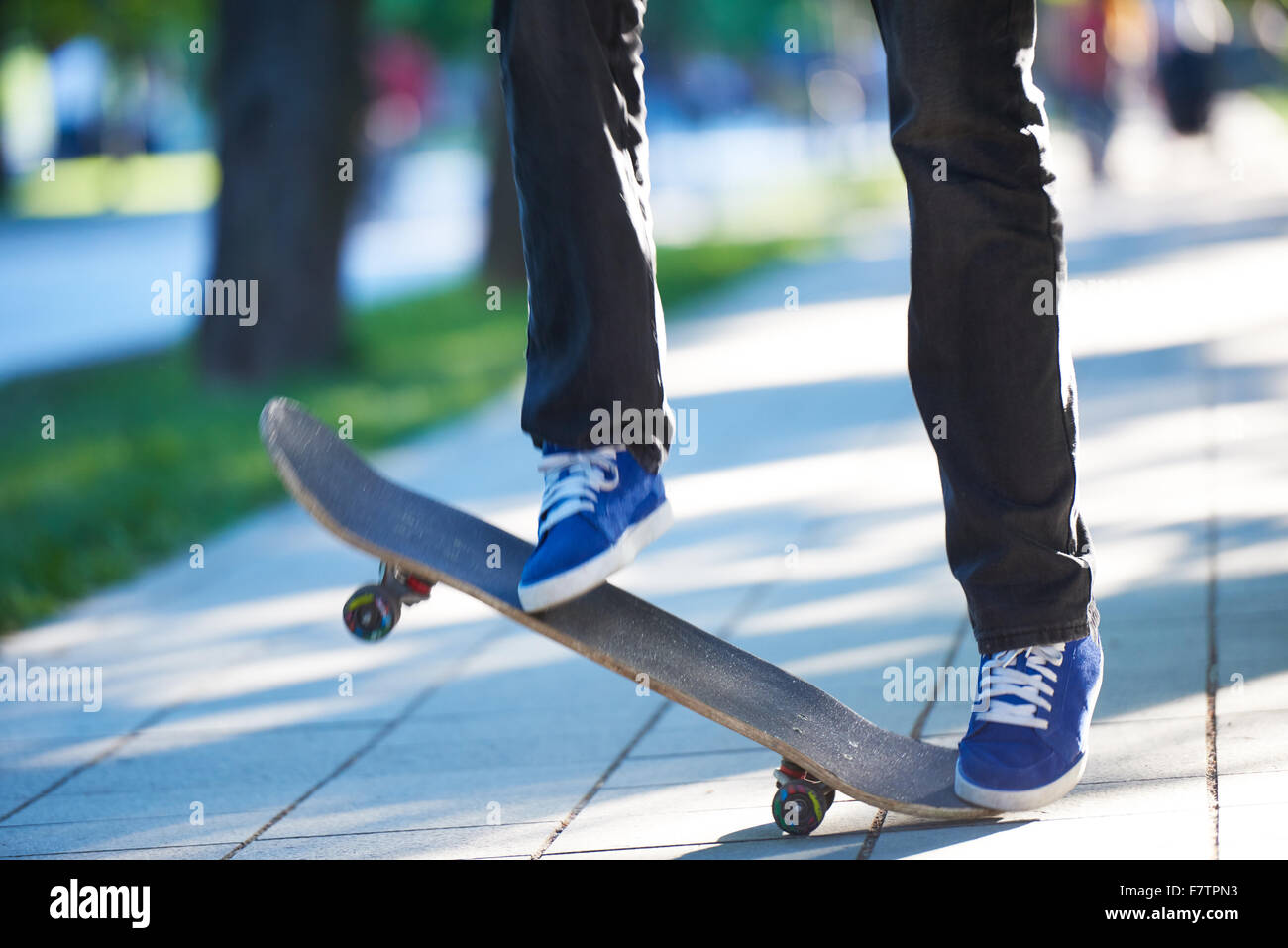 urban scene, closeup of skateboard jump Stock Photo Alamy